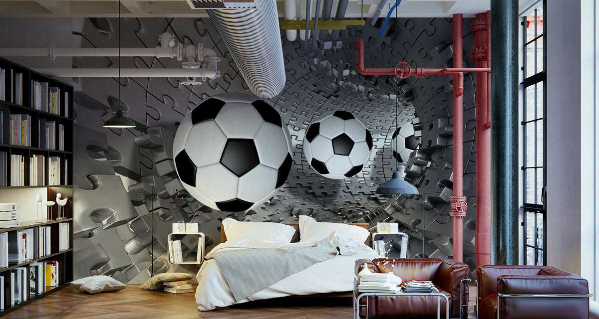 Fototapet 3D Puslespill Fotball
