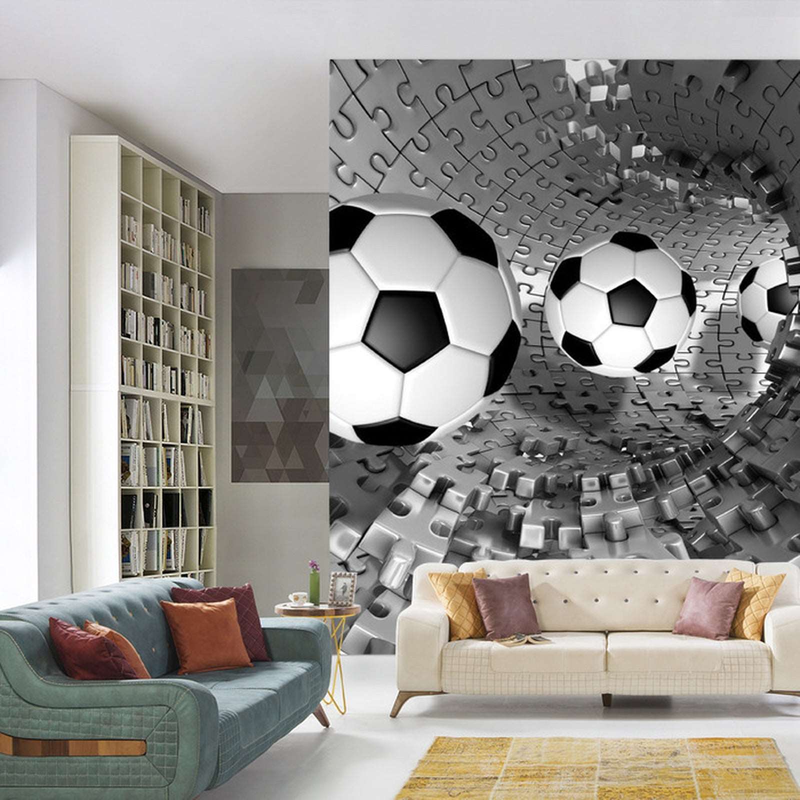 Fototapet 3D Puslespill Fotball