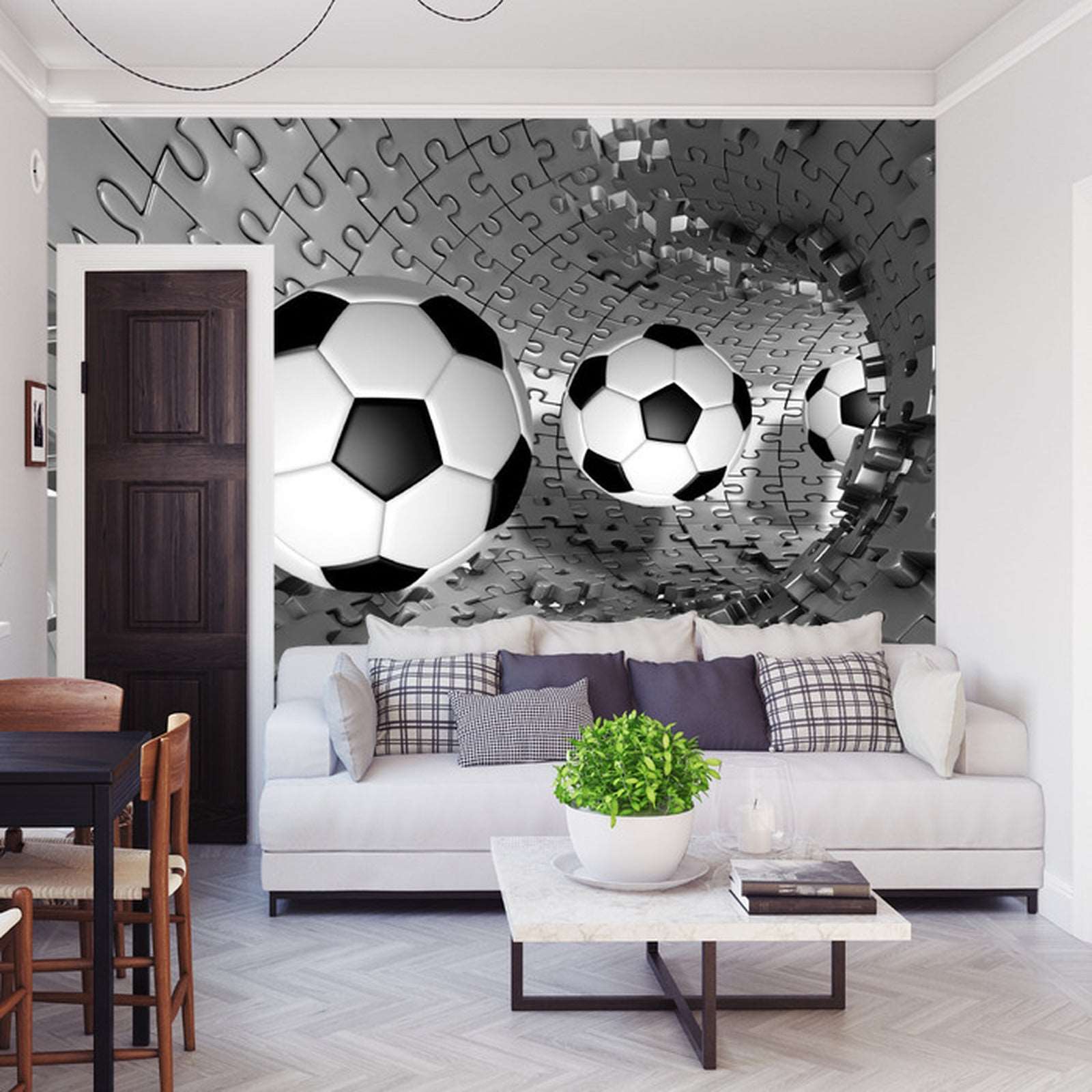 Fototapet 3D Puslespill Fotball