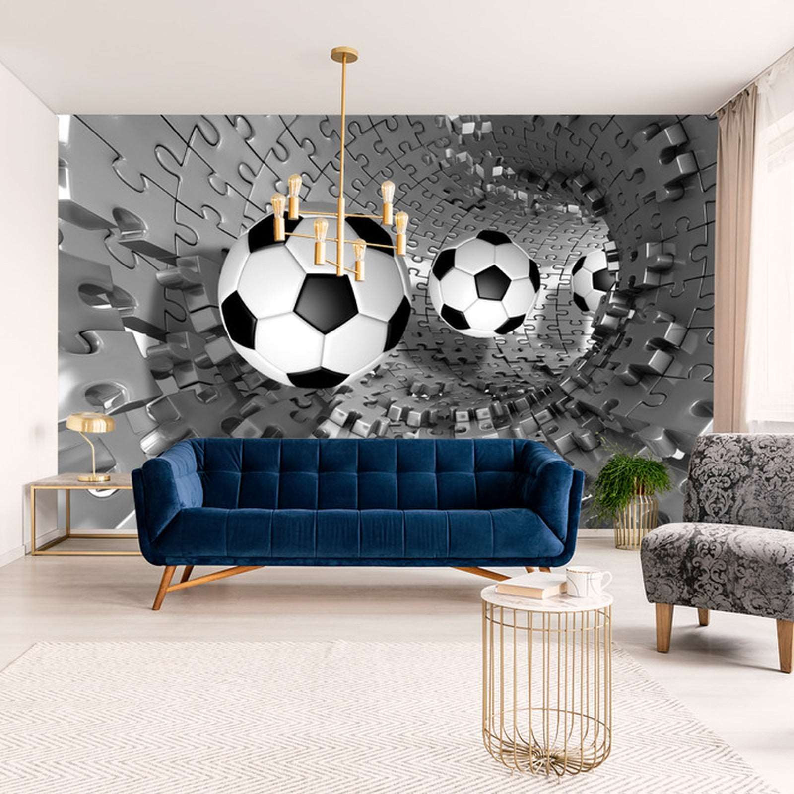 Fototapet 3D Puslespill Fotball