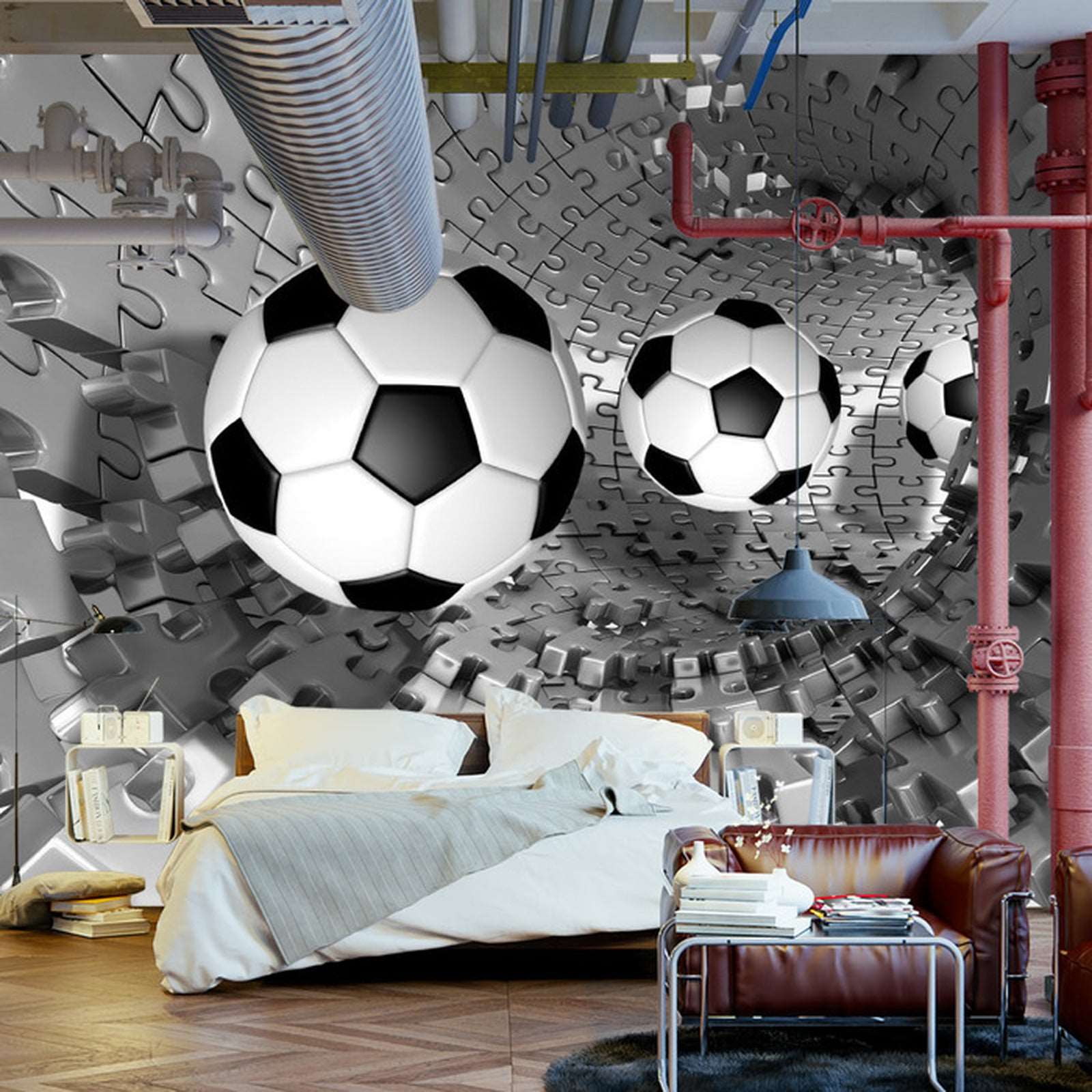 Fototapet 3D Puslespill Fotball