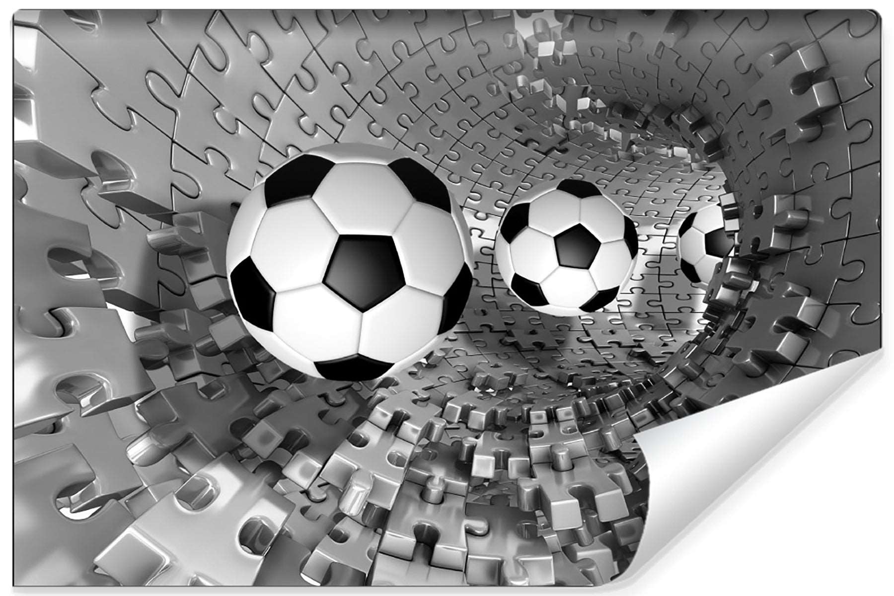 Fototapet 3D Puslespill Fotball