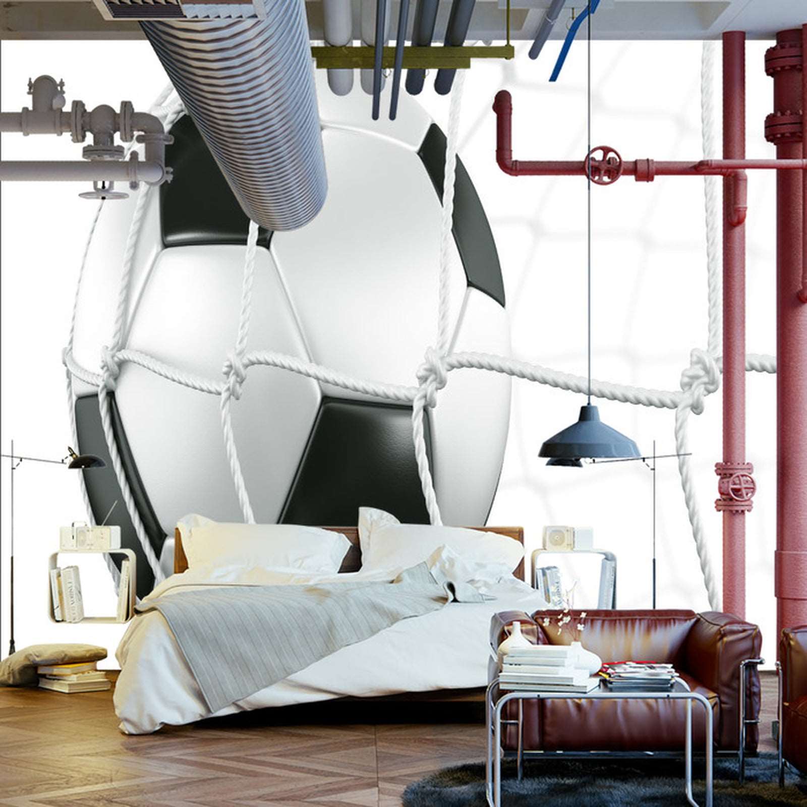 Fototapet 3D-Fotball På Nettet