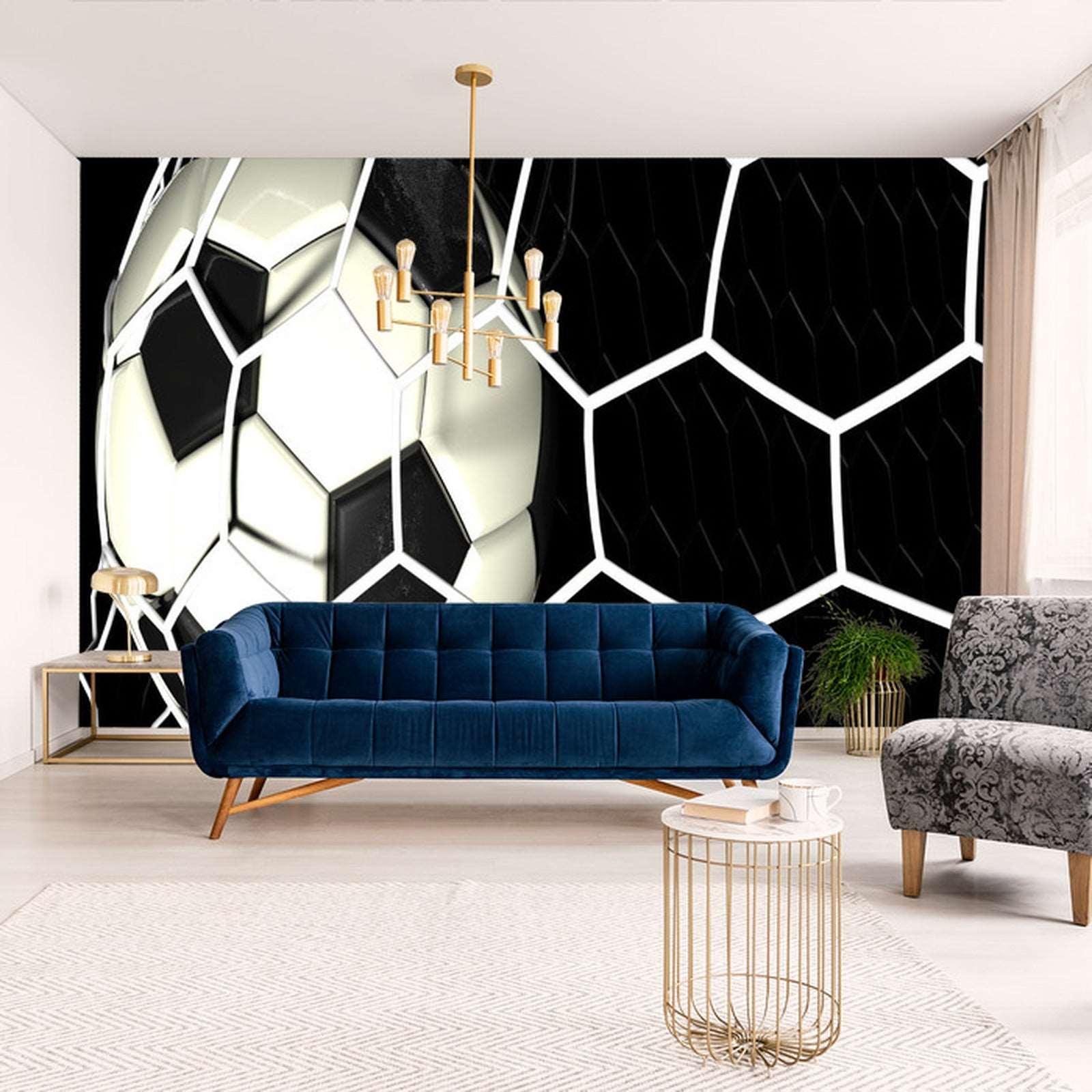 Fototapet 3D-Fotball I Nettet