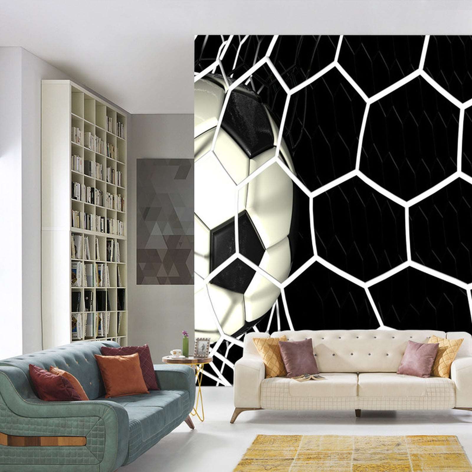 Fototapet 3D-Fotball I Nettet