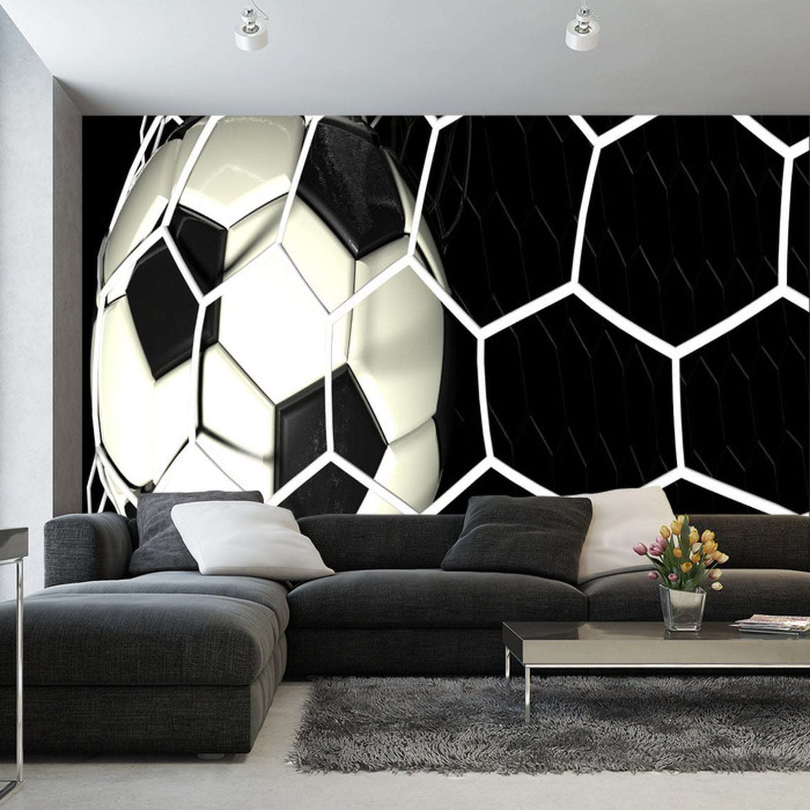 Fototapet 3D-Fotball I Nettet