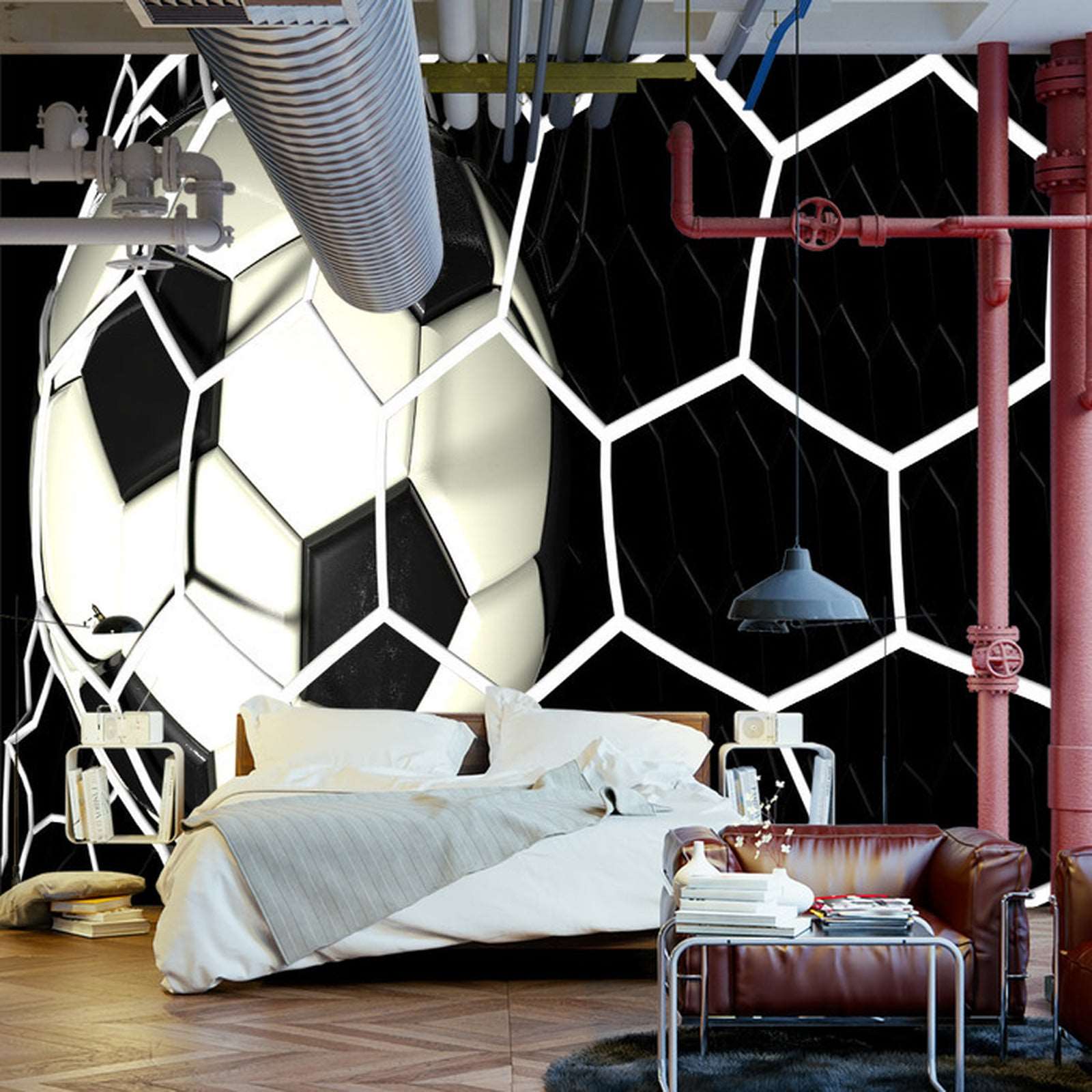 Fototapet 3D-Fotball I Nettet