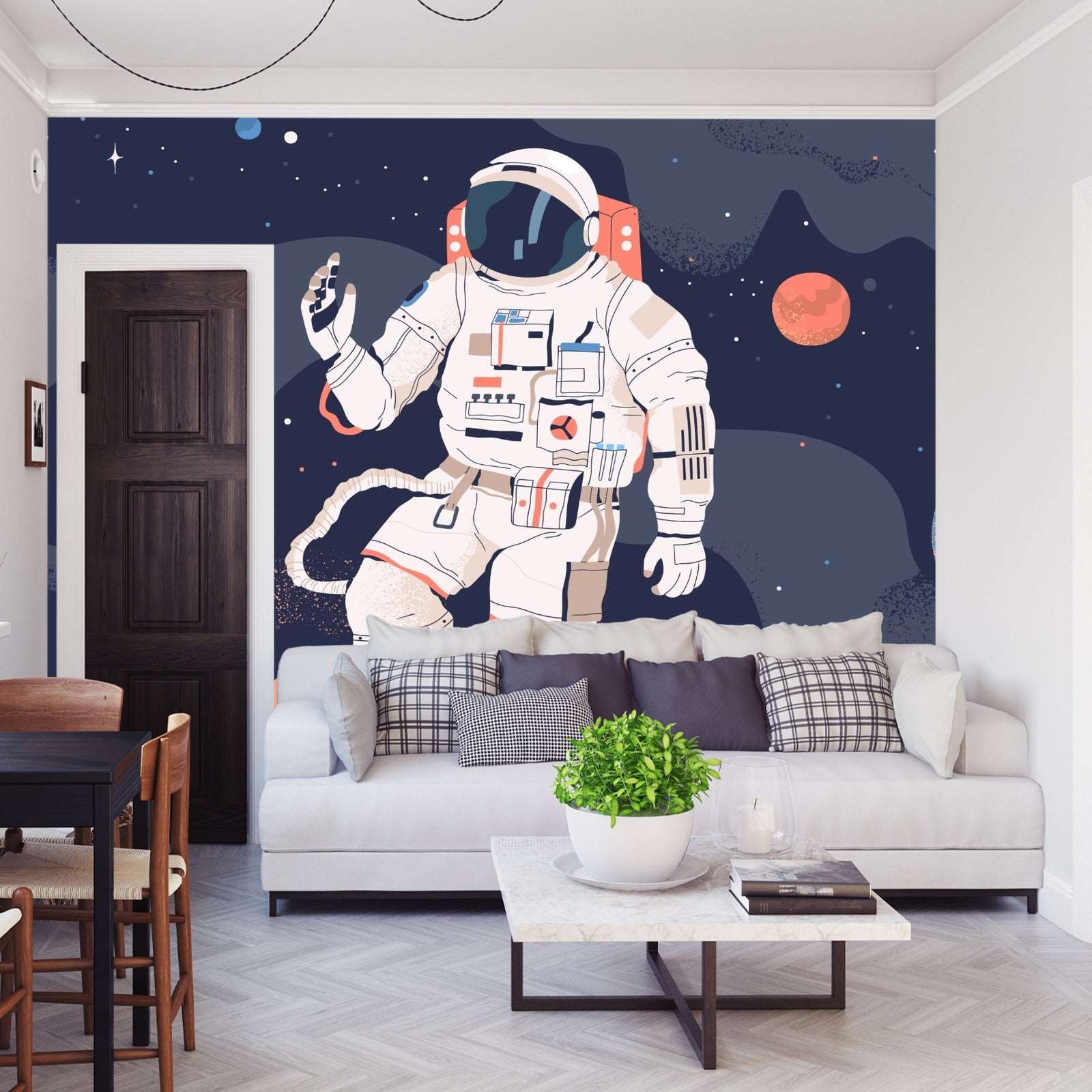 Fototapet Astronaut I Verdensrommet Og Planetene