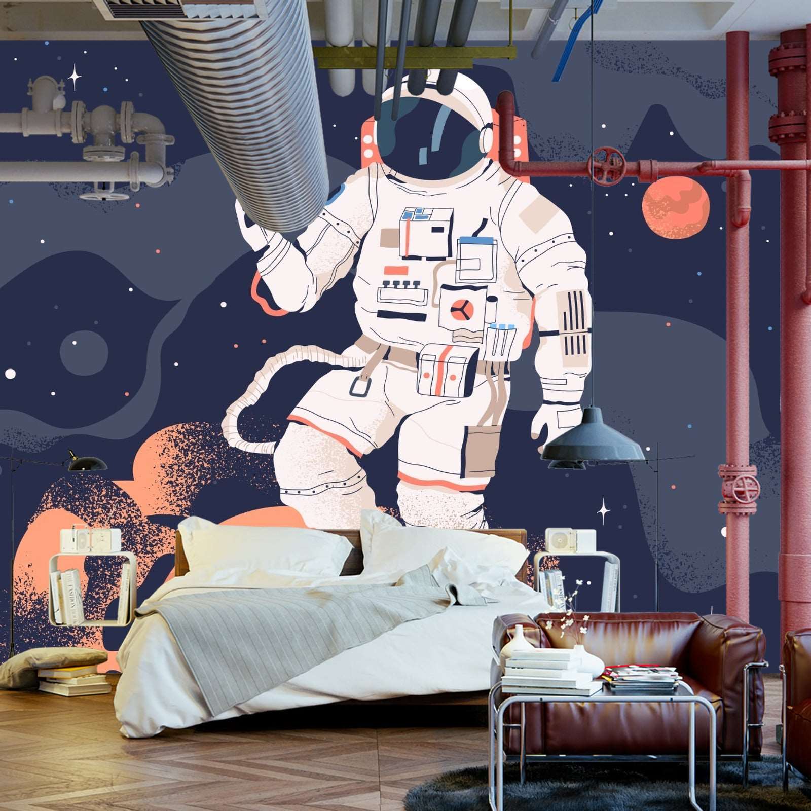 Fototapet Astronaut I Verdensrommet Og Planetene