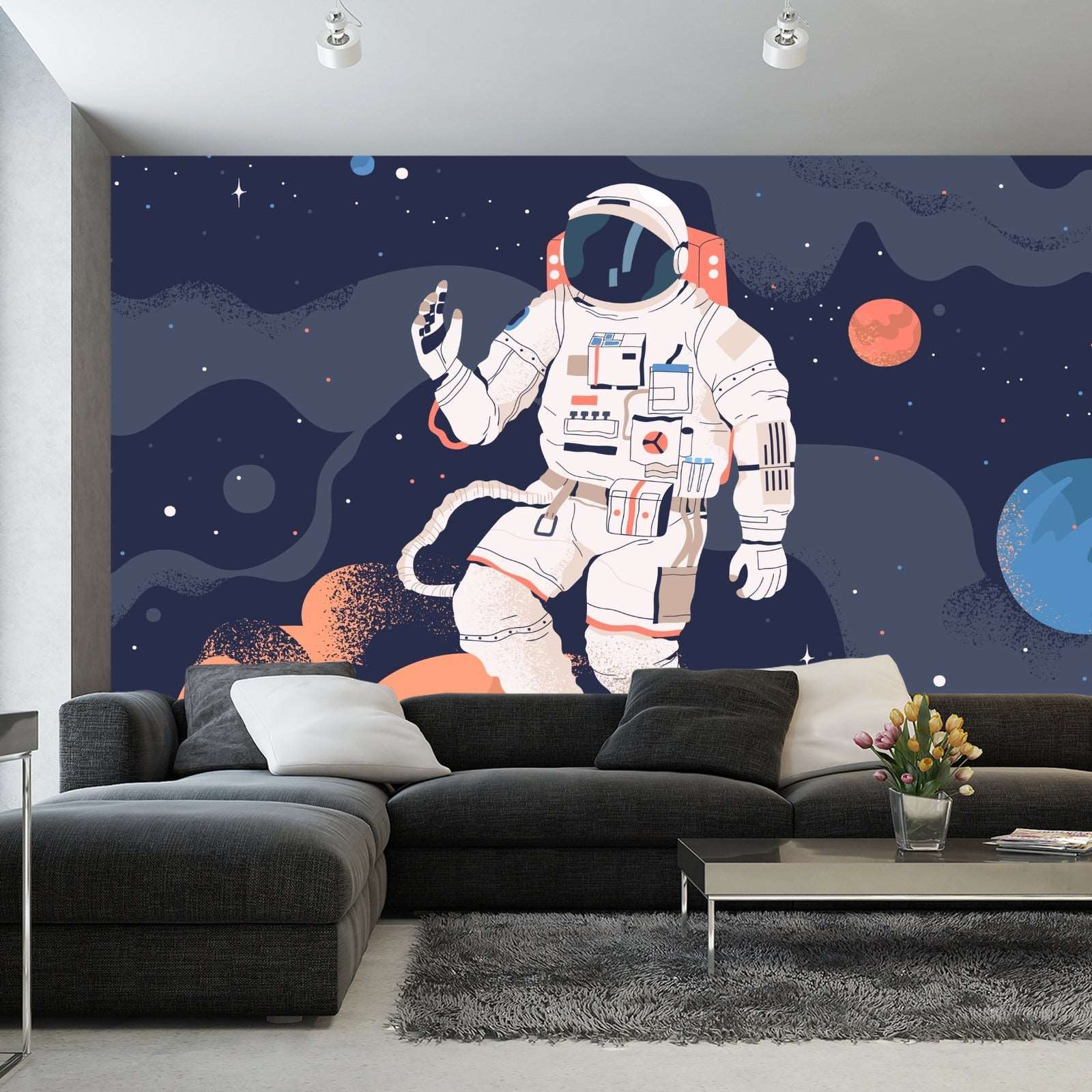 Fototapet Astronaut I Verdensrommet Og Planetene