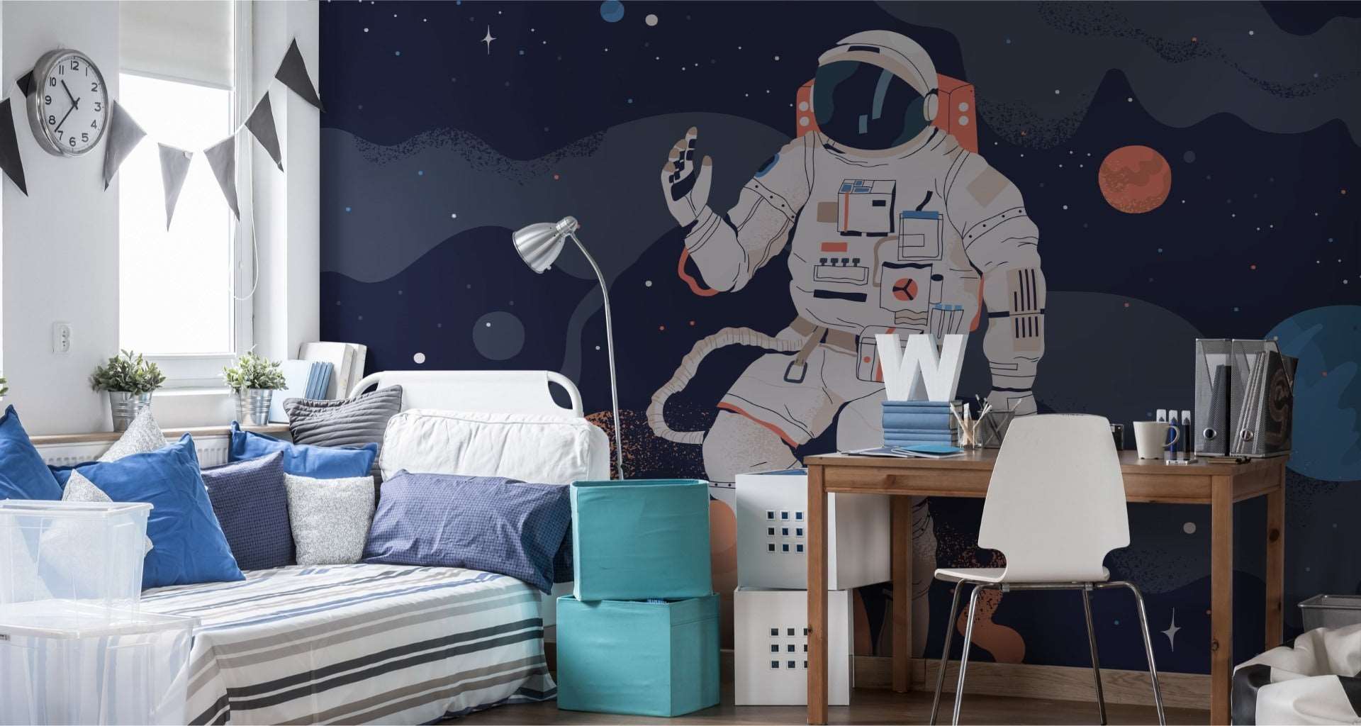 Fototapet Astronaut I Verdensrommet Og Planetene