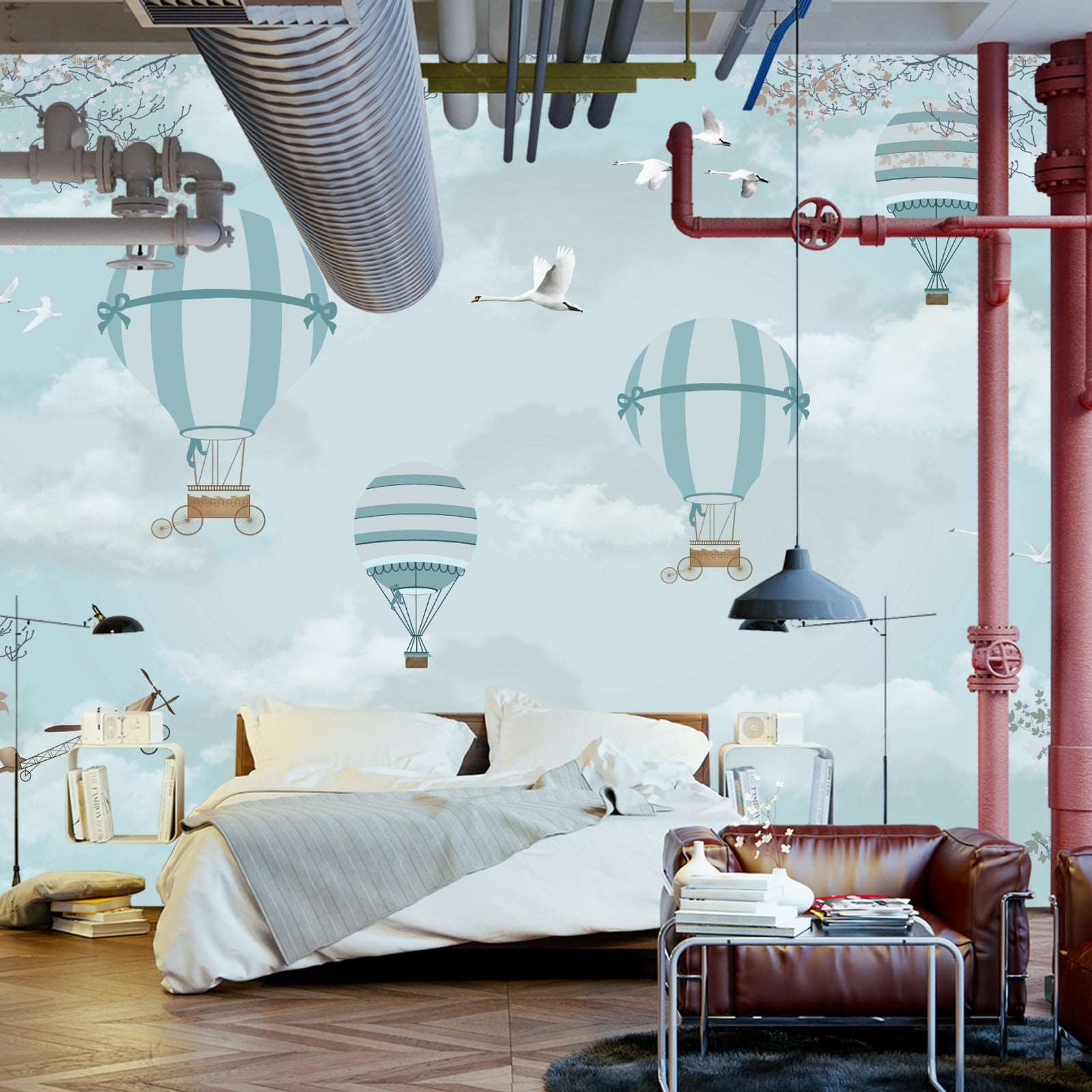 Fototapet Ballonger Og Fly Retro