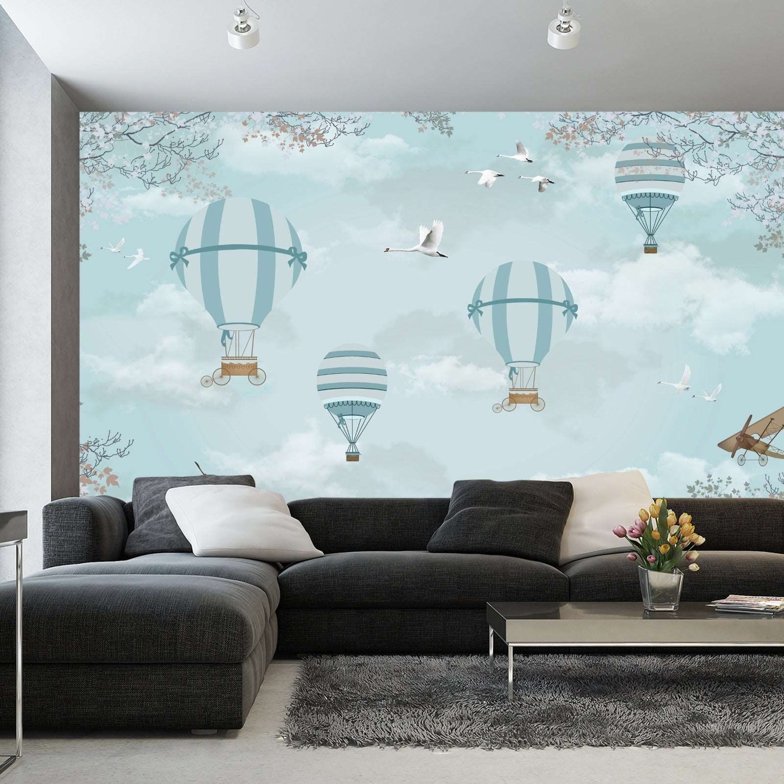 Fototapet Ballonger Og Fly Retro