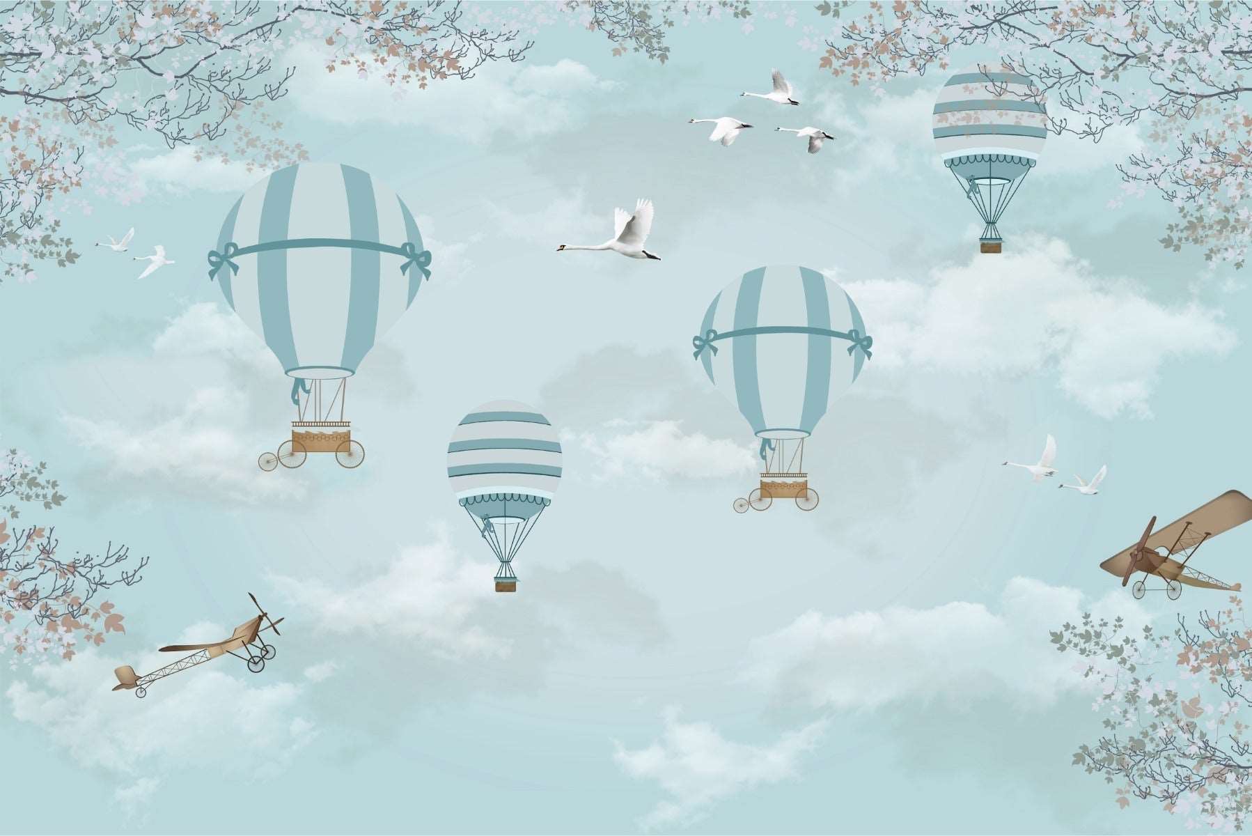 Fototapet Ballonger Og Fly Retro
