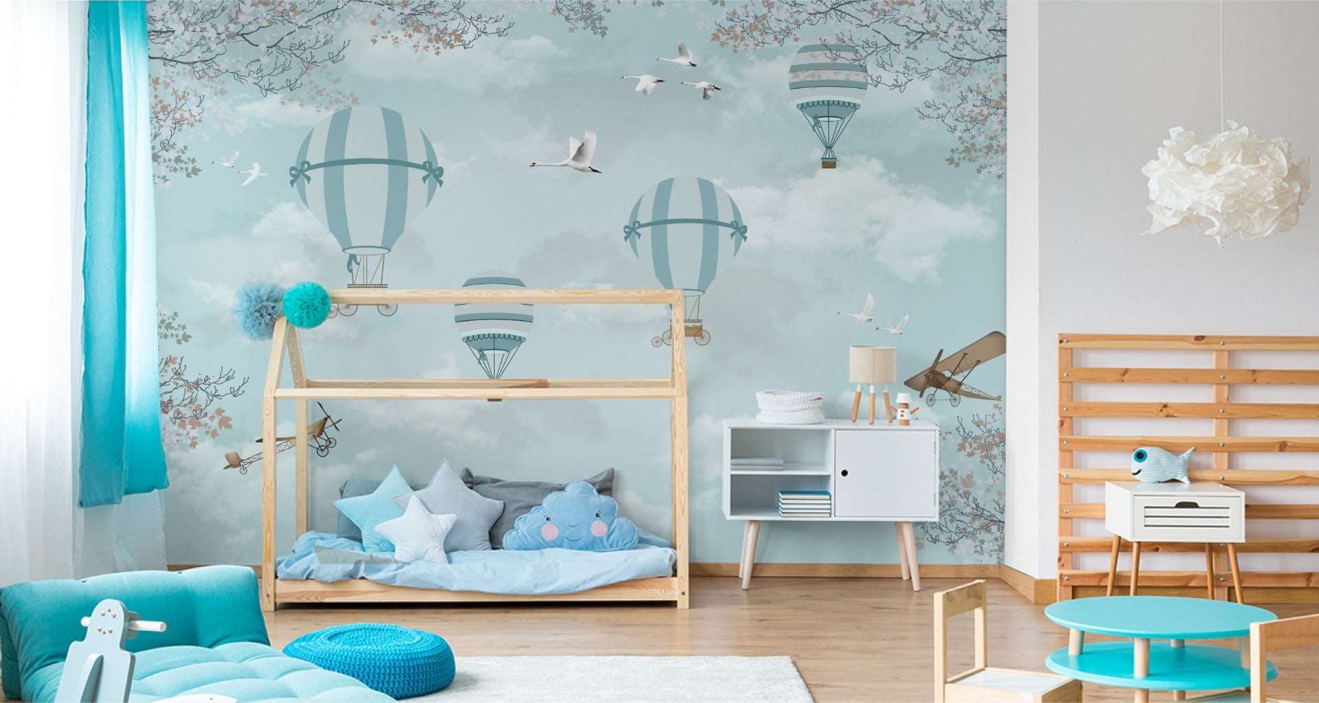 Fototapet Ballonger Og Fly Retro