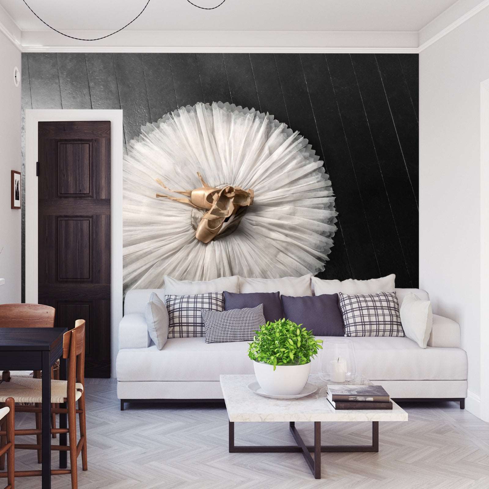 Fototapet Ballettsko På En Hvit Tutu