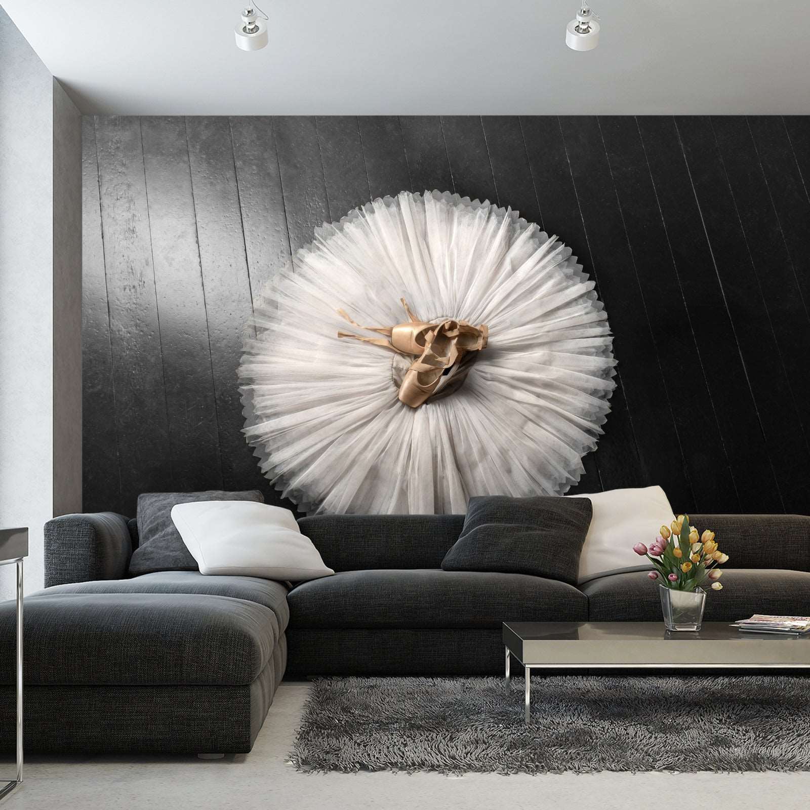 Fototapet Ballettsko På En Hvit Tutu