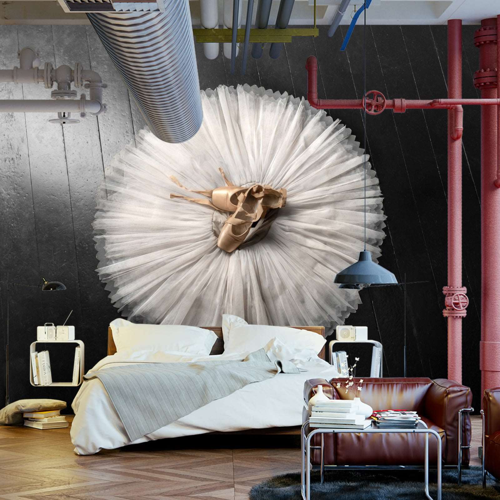 Fototapet Ballettsko På En Hvit Tutu