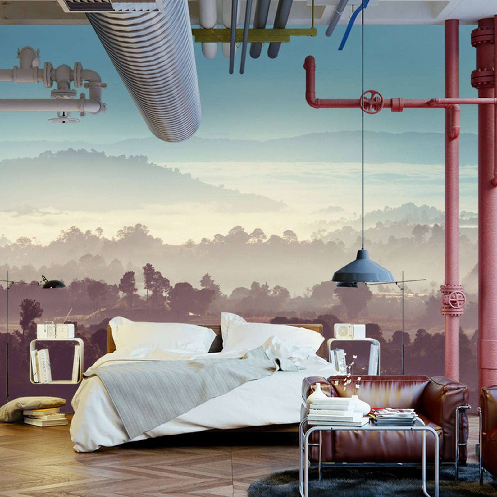 Fototapet Skog I Tåke