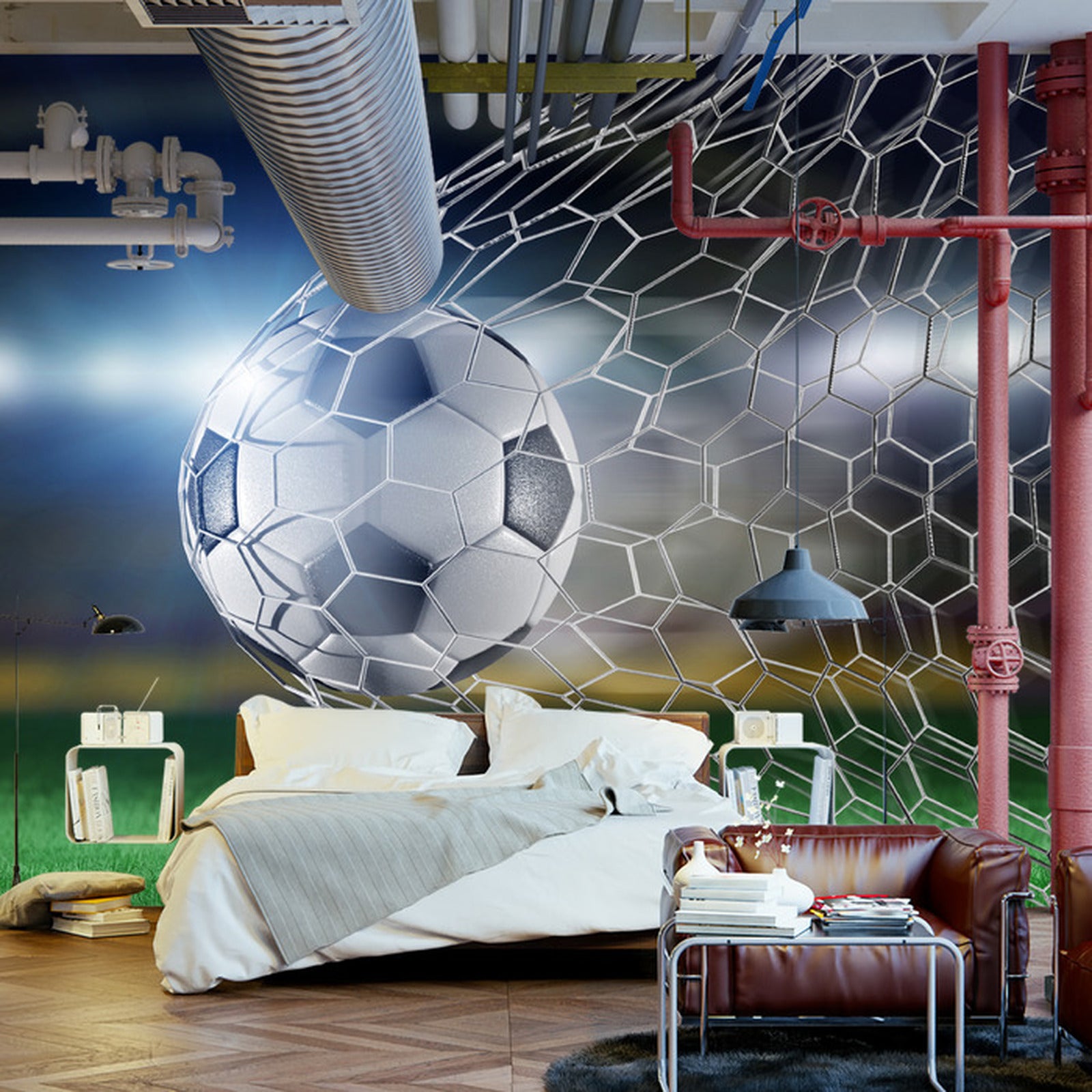 Fototapet Fotballmål 3D