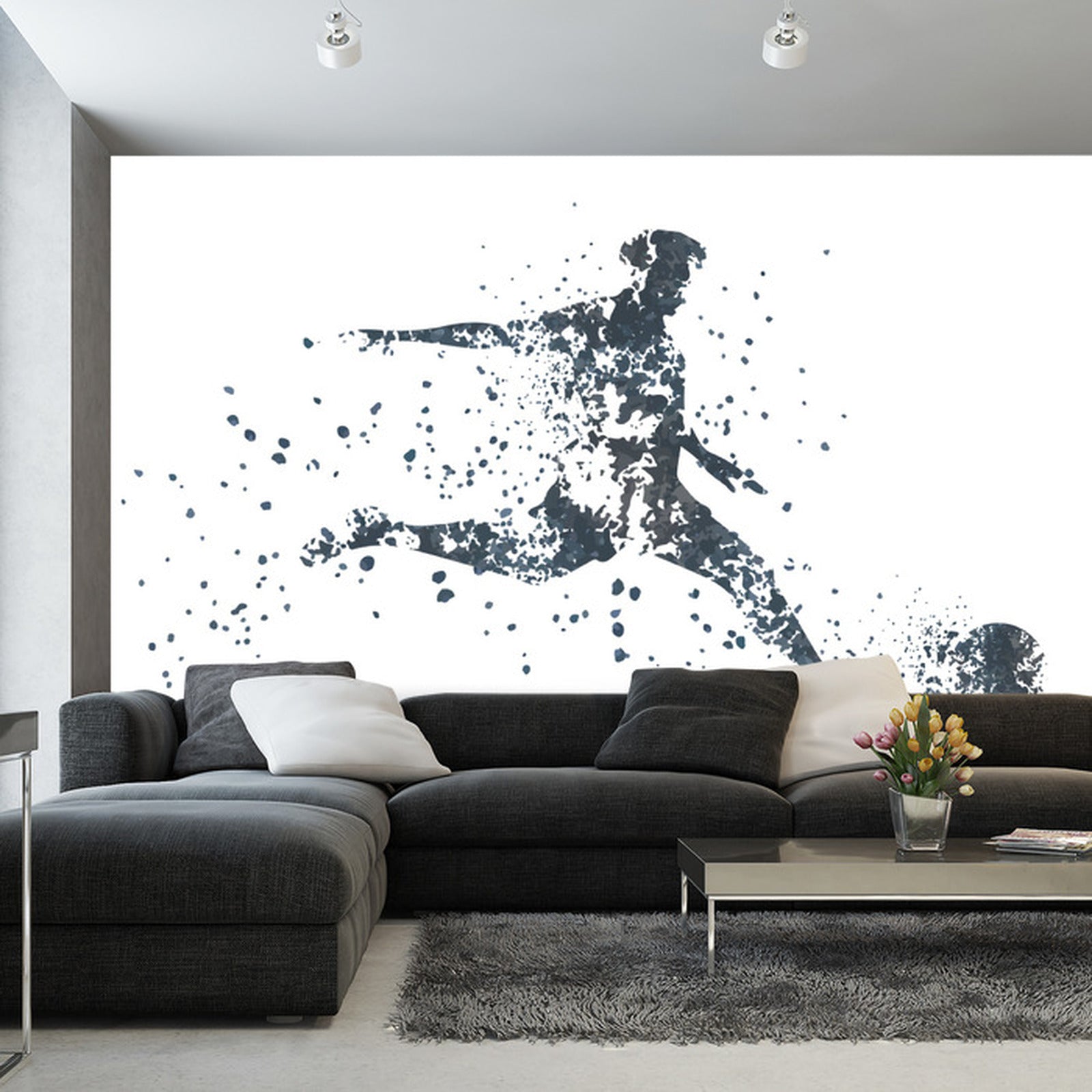 Fototapet Fotballspiller I Gråtoner