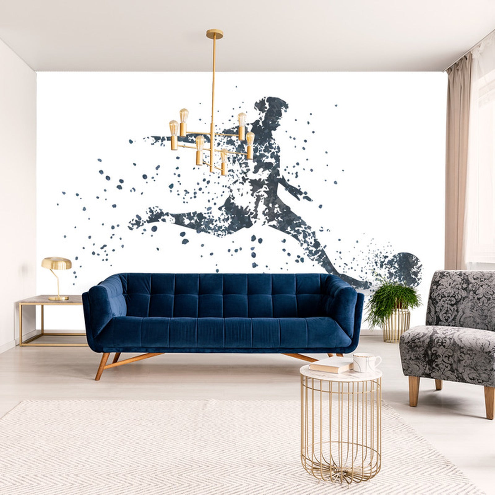 Fototapet Fotballspiller I Gråtoner