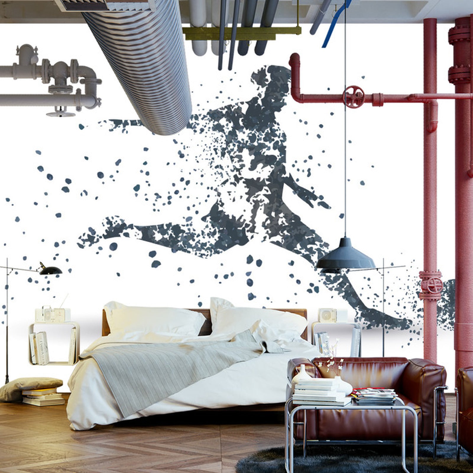 Fototapet Fotballspiller I Gråtoner