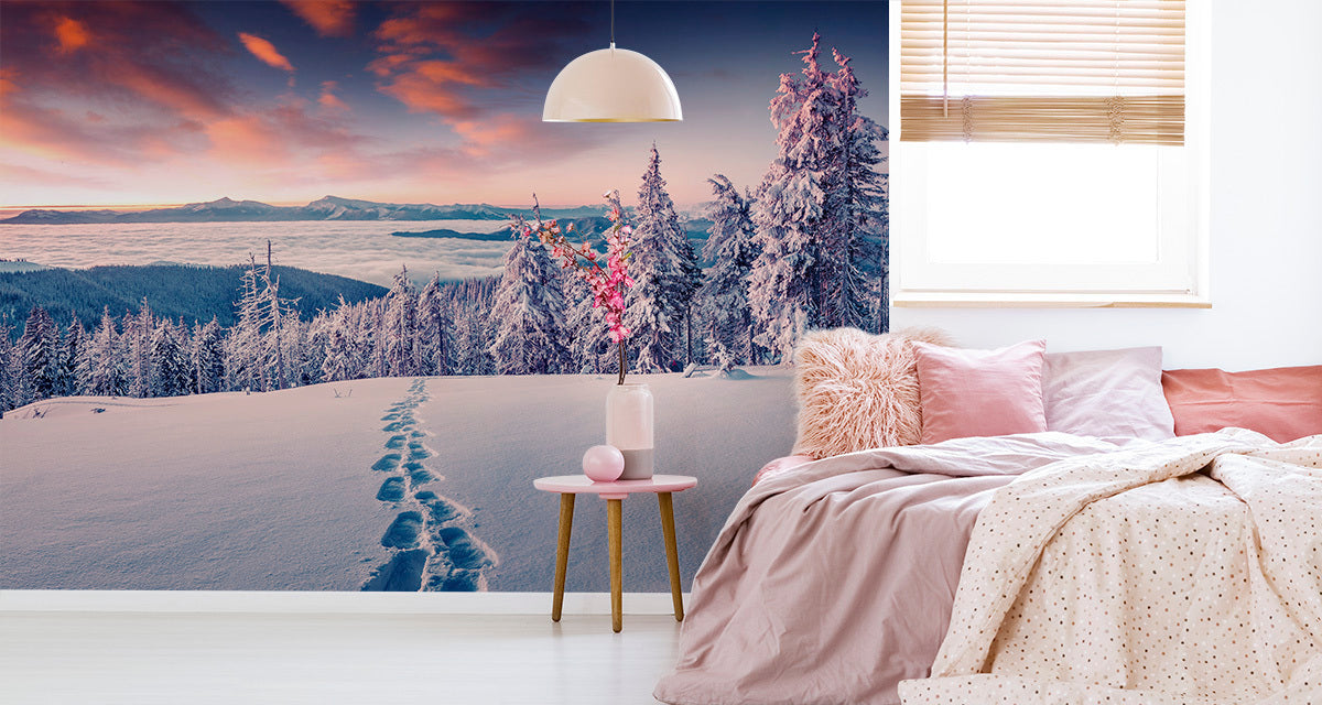 Fototapet Vinter I Fjellene