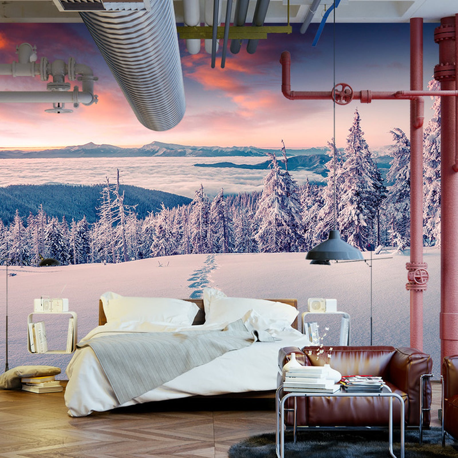 Fototapet Vinter I Fjellene