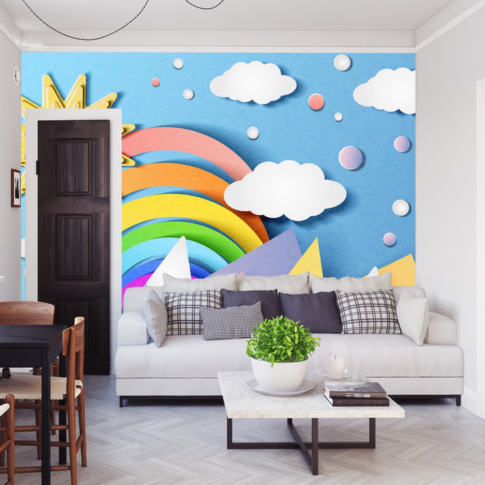 Fototapet For Barn - Fargerikt Landskap