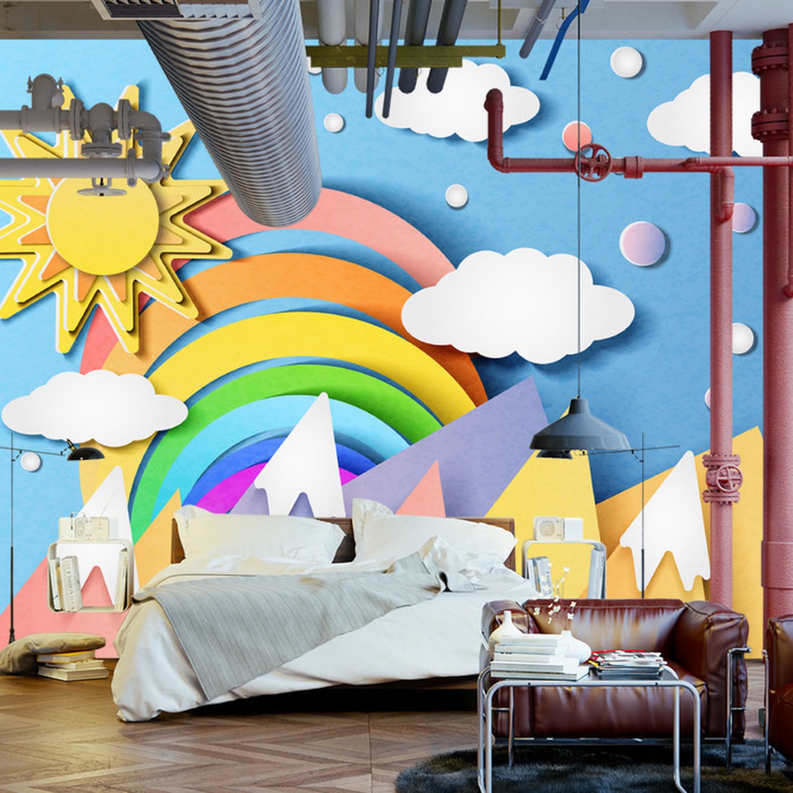 Fototapet For Barn - Fargerikt Landskap