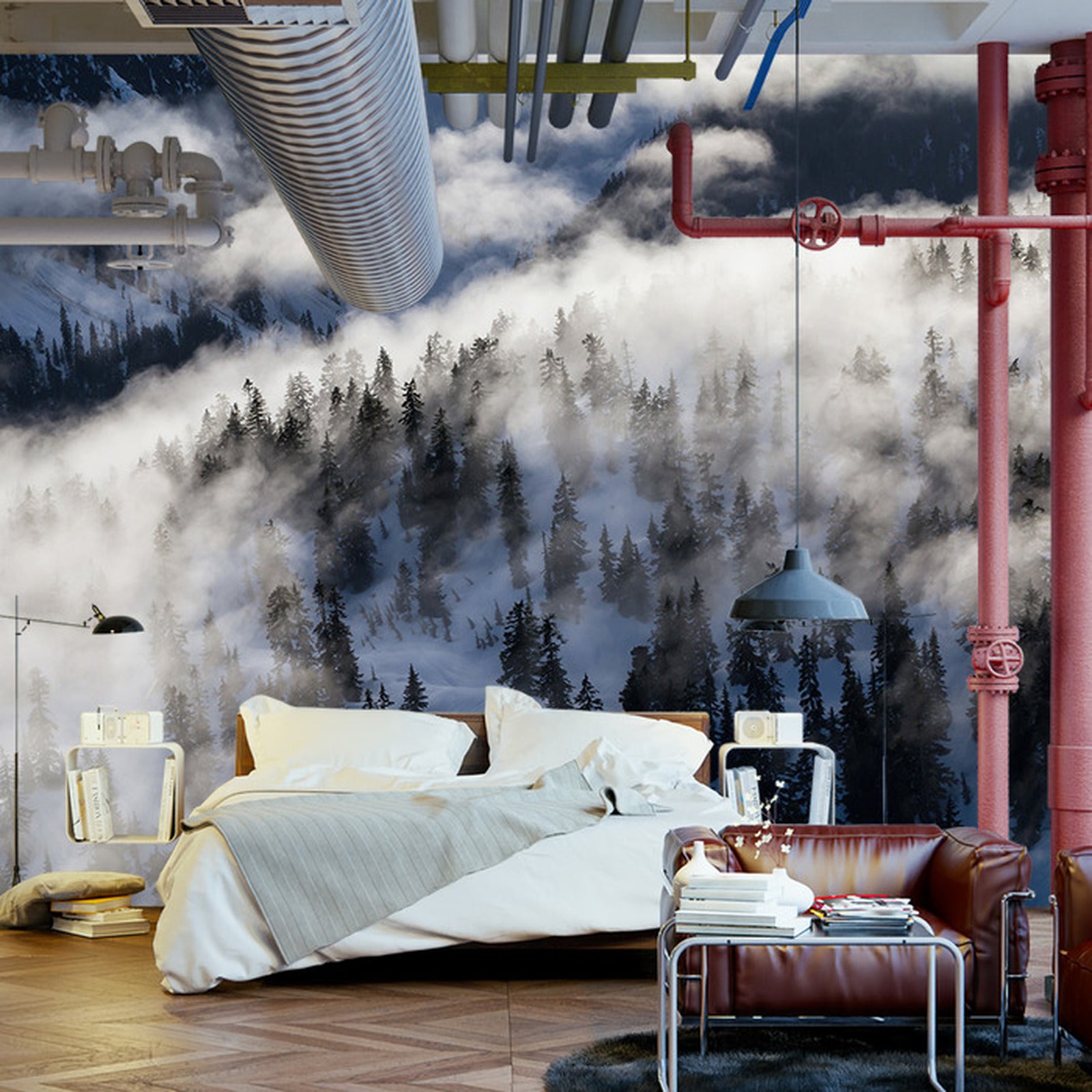 Fototapet Skog I Tåke