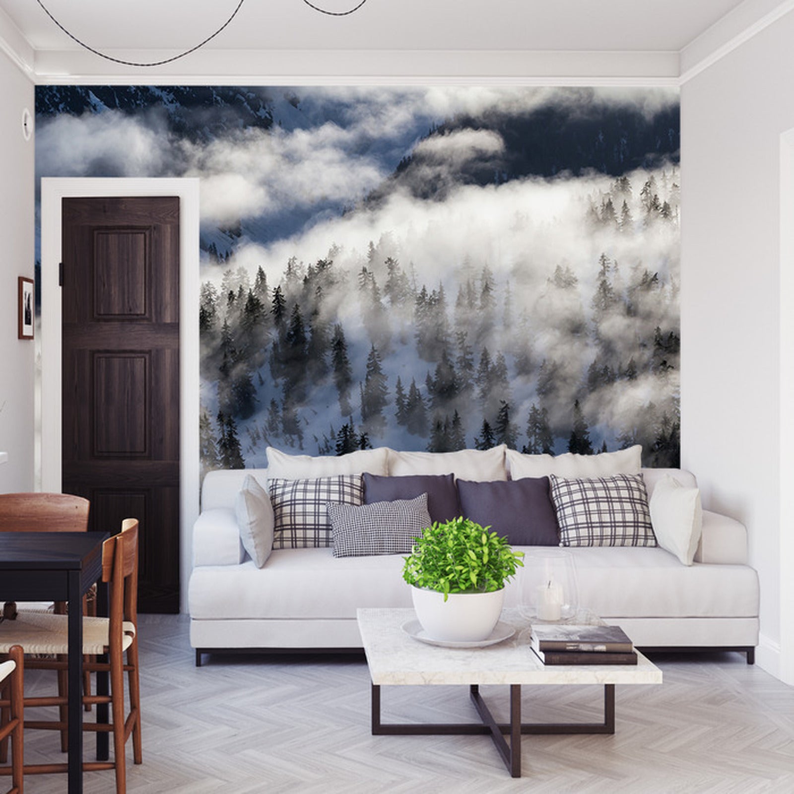 Fototapet Skog I Tåke