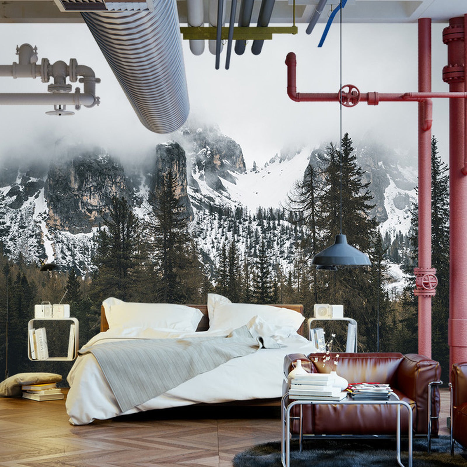 Fototapet Skog I Tåke