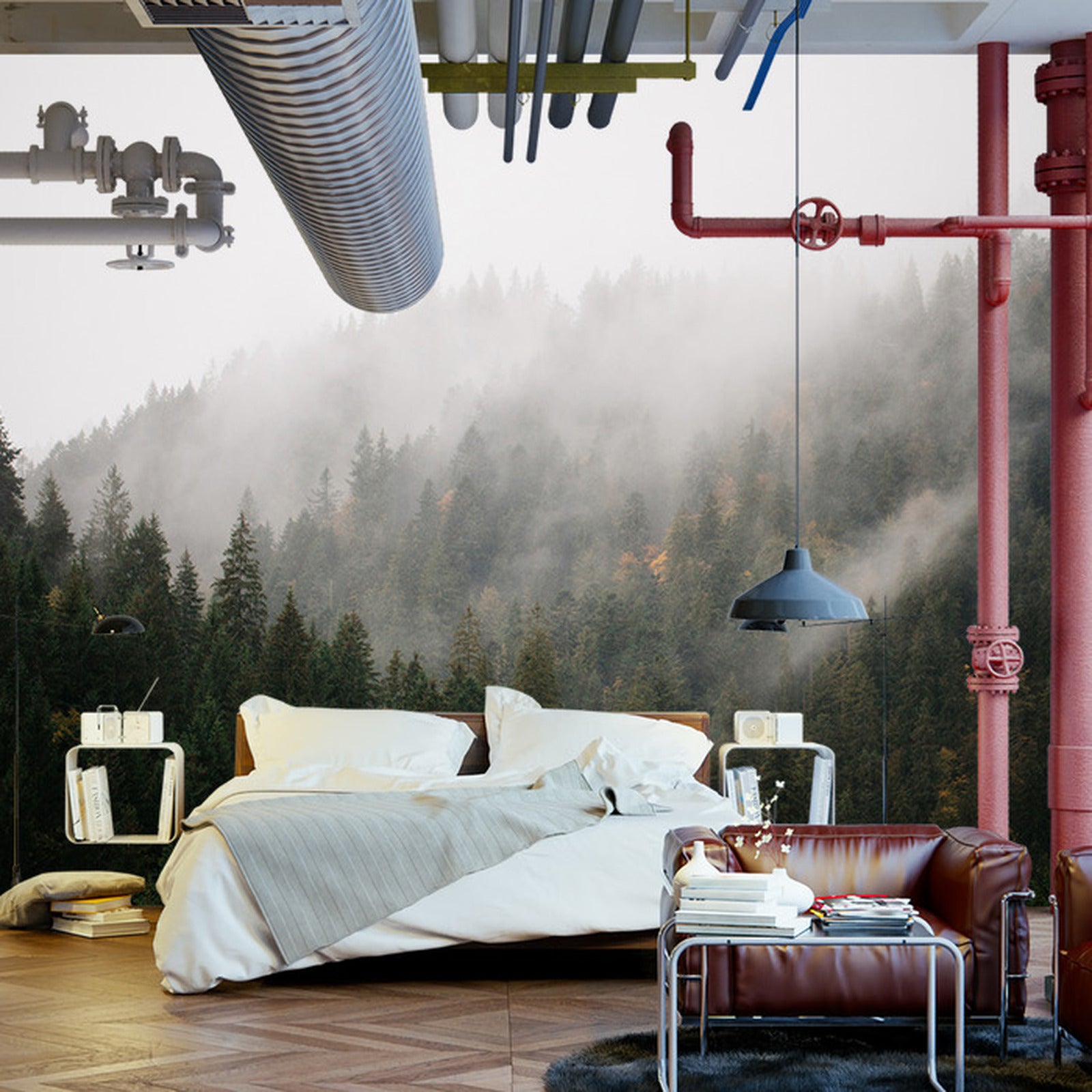 Fototapet Skog I Tåke