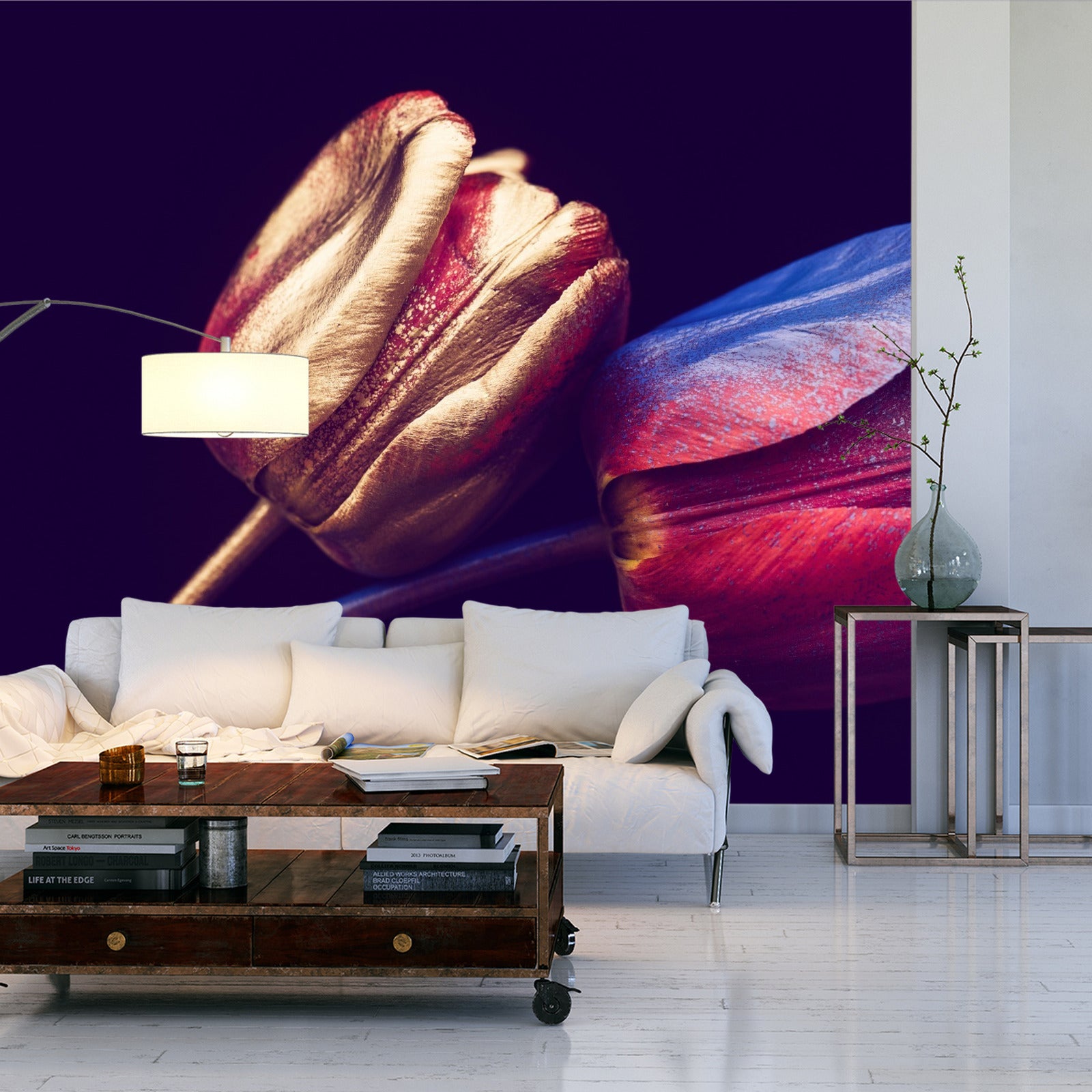 Fototapet Tulipaner Med Gyldne Elementer