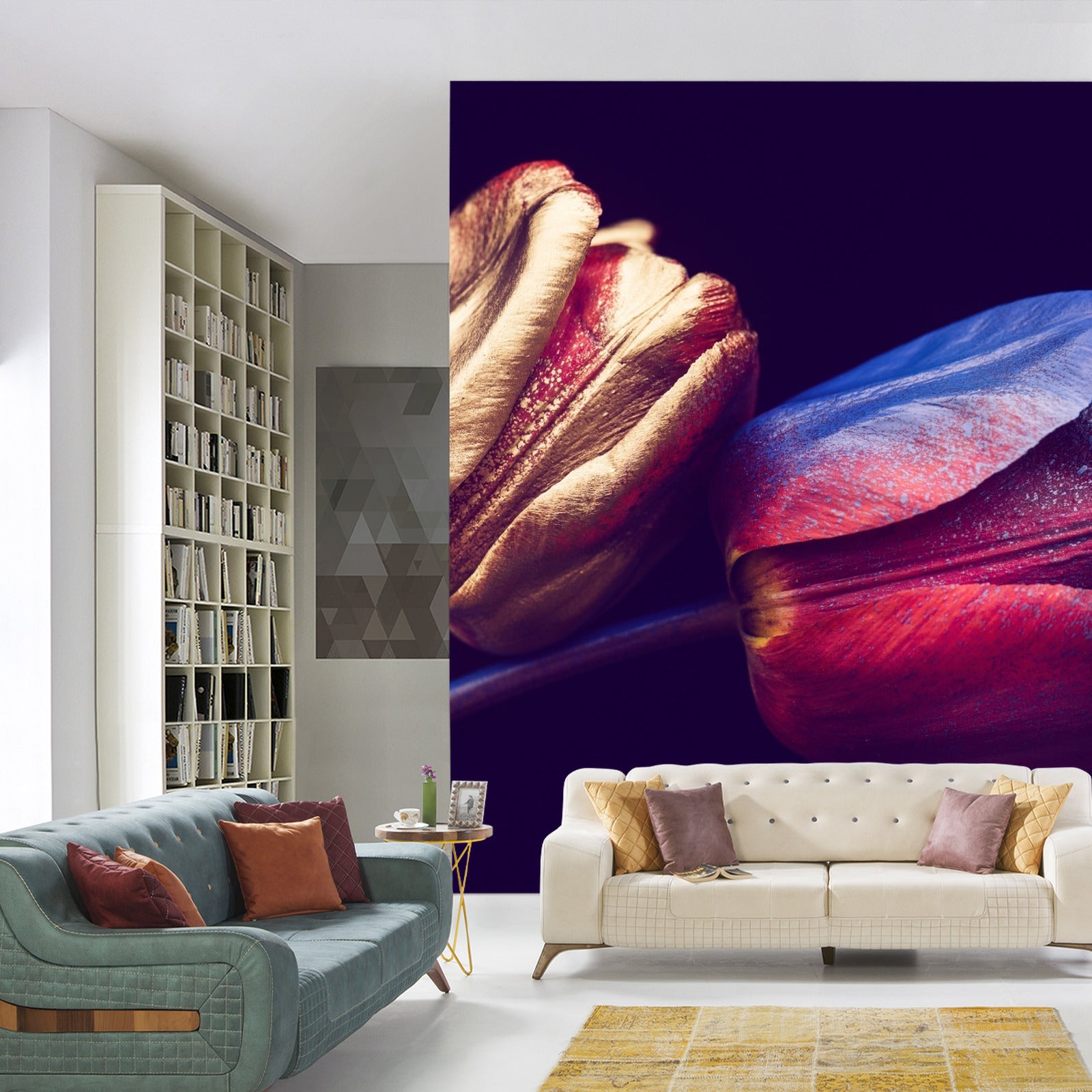 Fototapet Tulipaner Med Gyldne Elementer