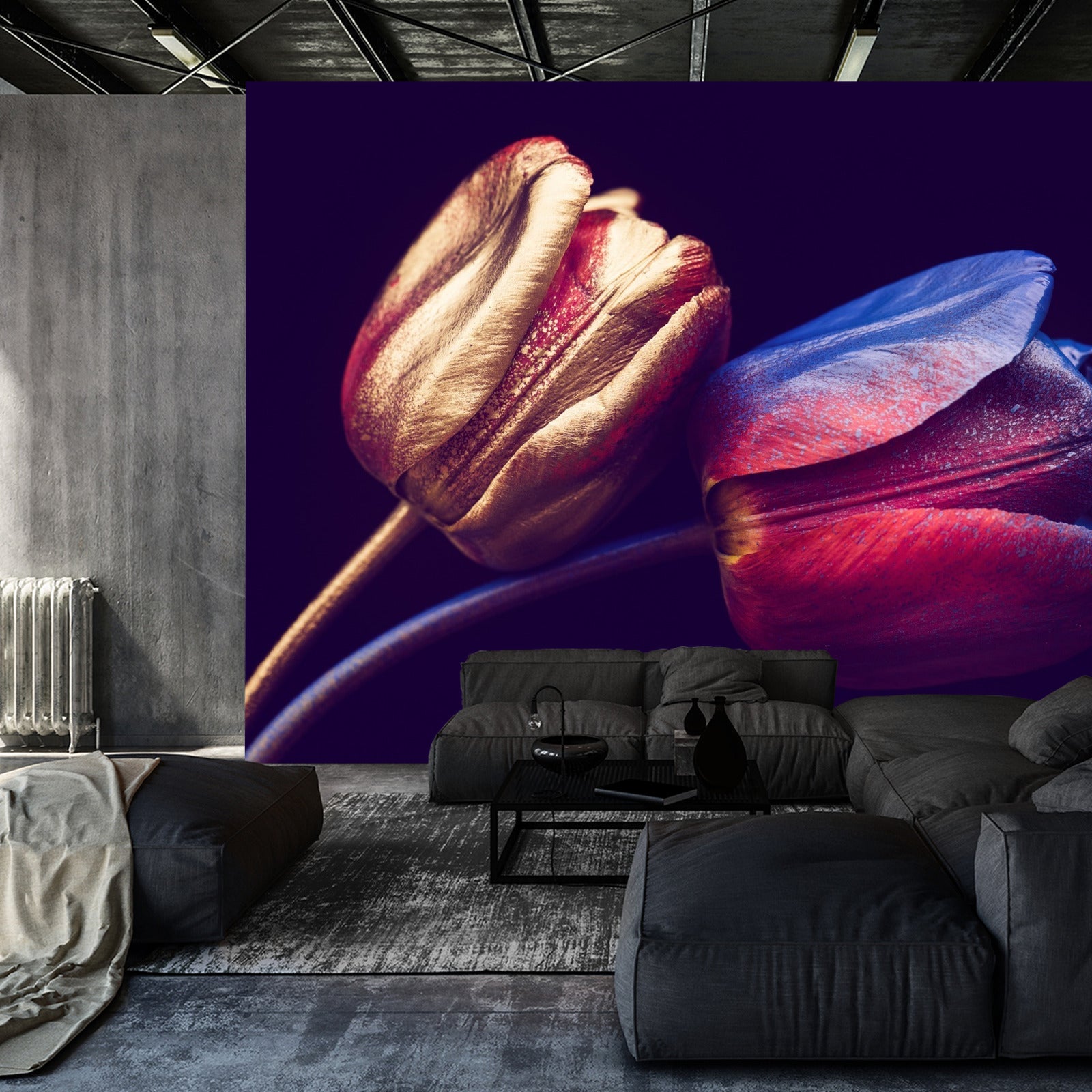 Fototapet Tulipaner Med Gyldne Elementer