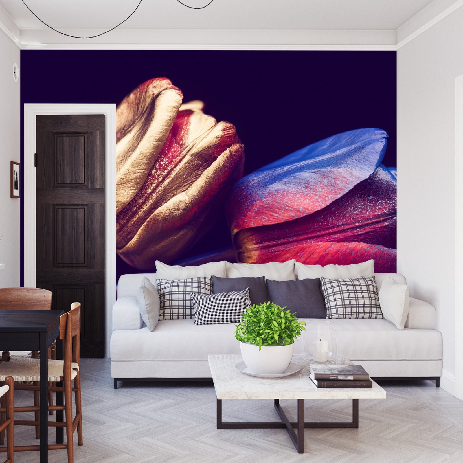 Fototapet Tulipaner Med Gyldne Elementer