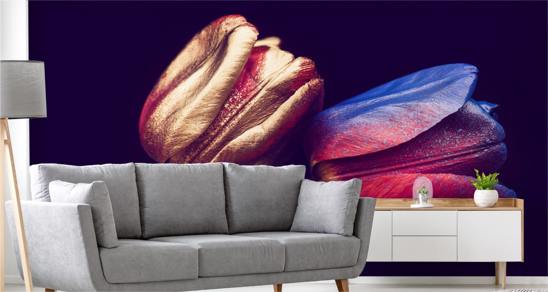 Fototapet Tulipaner Med Gyldne Elementer