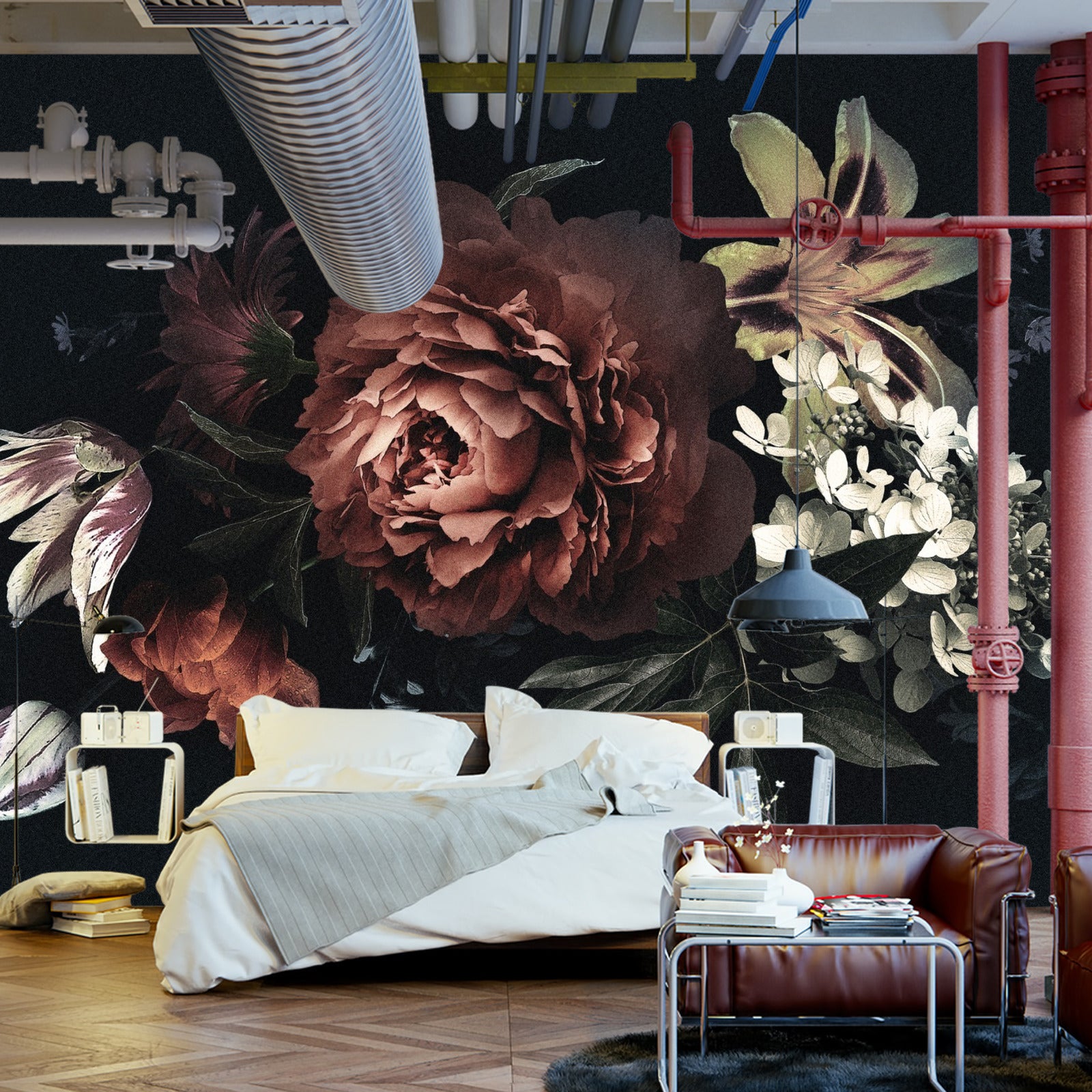 Fototapet Vintage Bukett Med Peoner