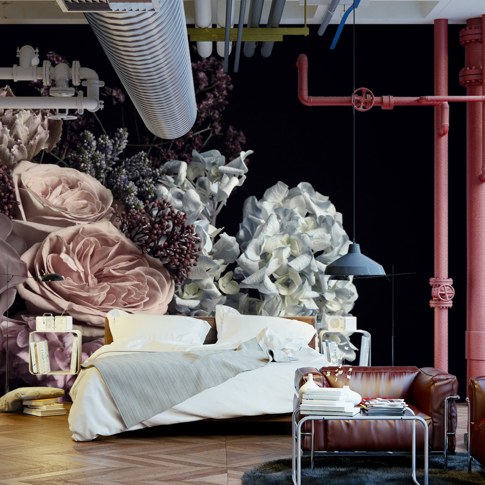 Fototapet Bukett Med Peoner Og Roser