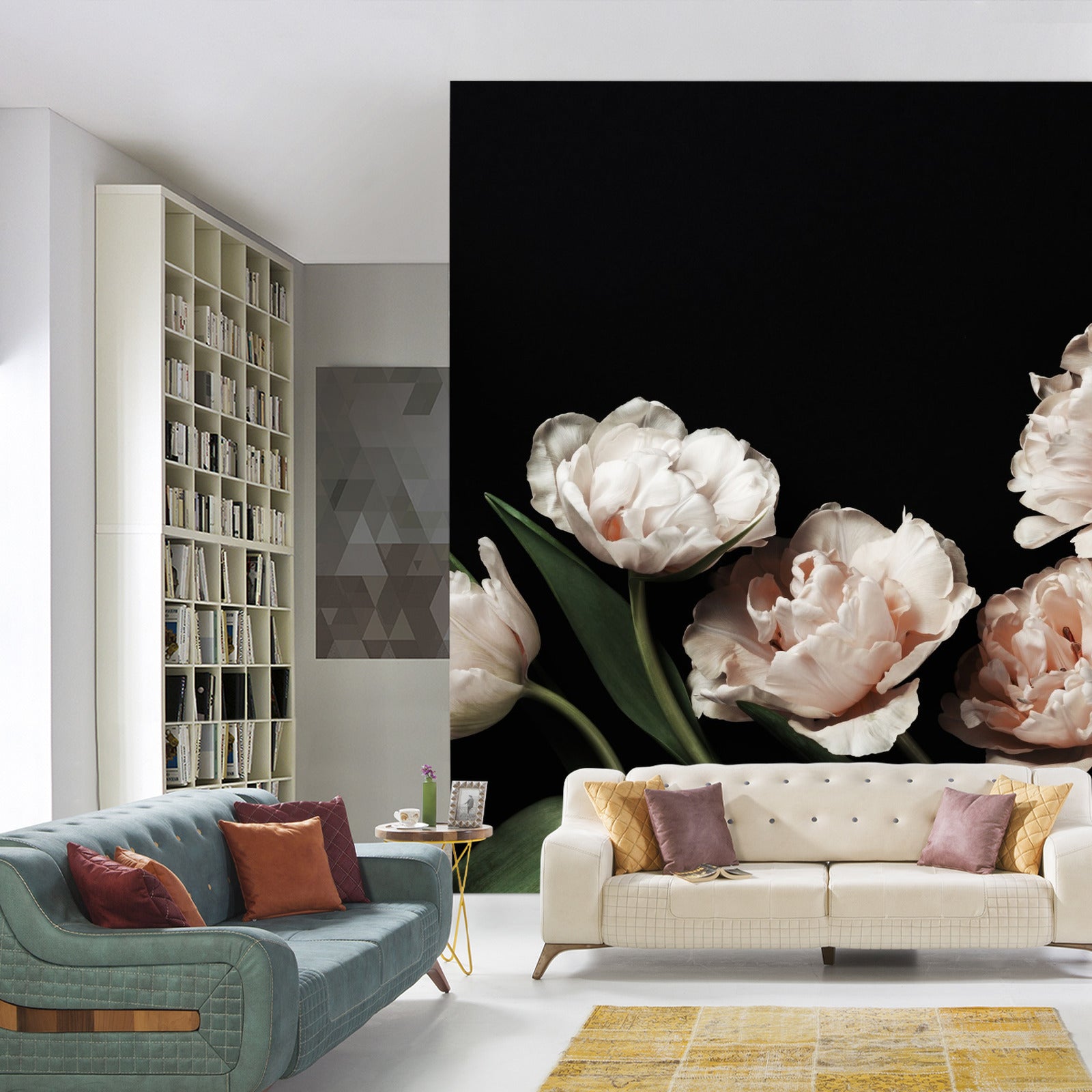 Fototapet Peoner Og Grønne Blader