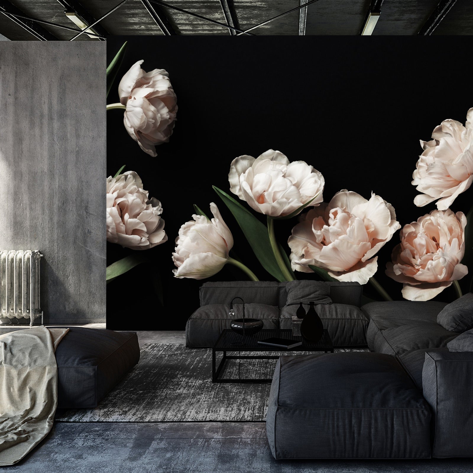 Fototapet Peoner Og Grønne Blader