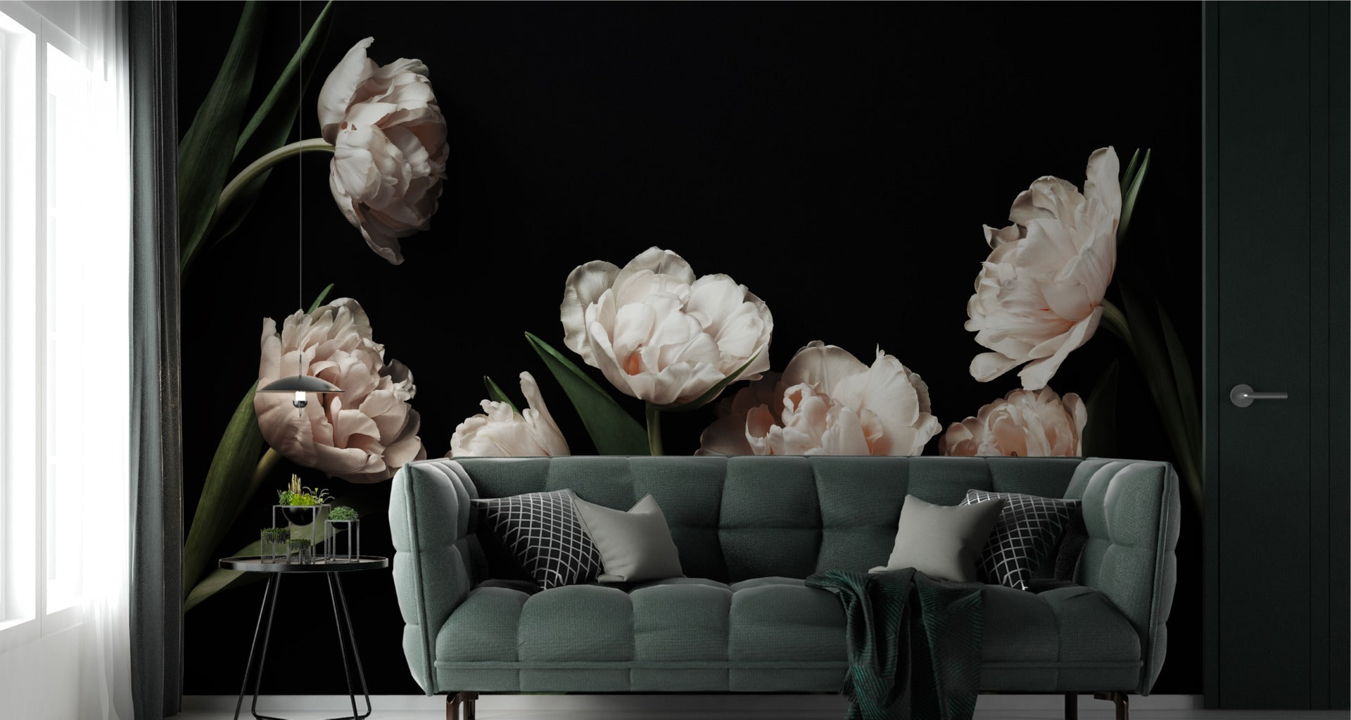 Fototapet Peoner Og Grønne Blader