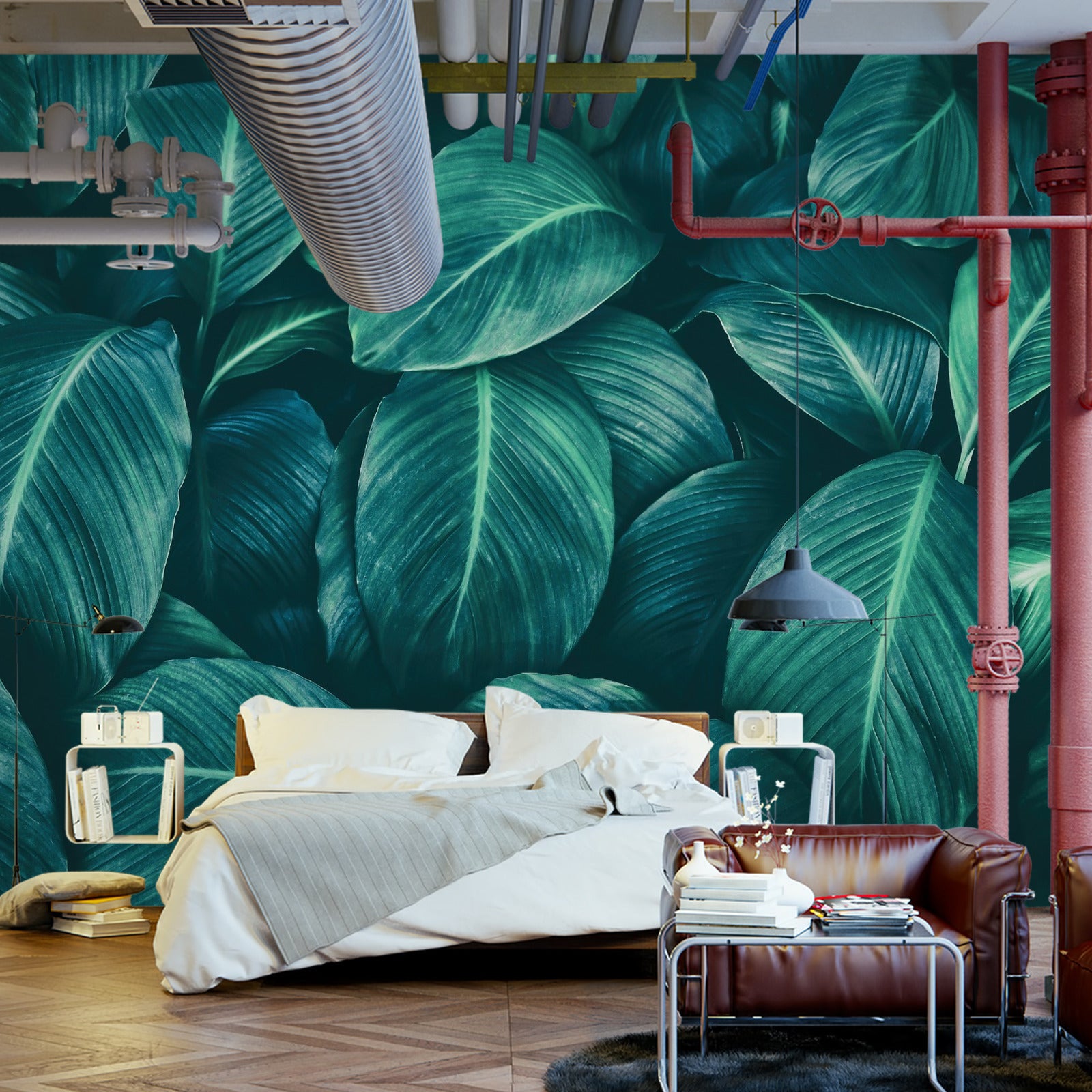 Fototapet Mørke Tropiske Blader