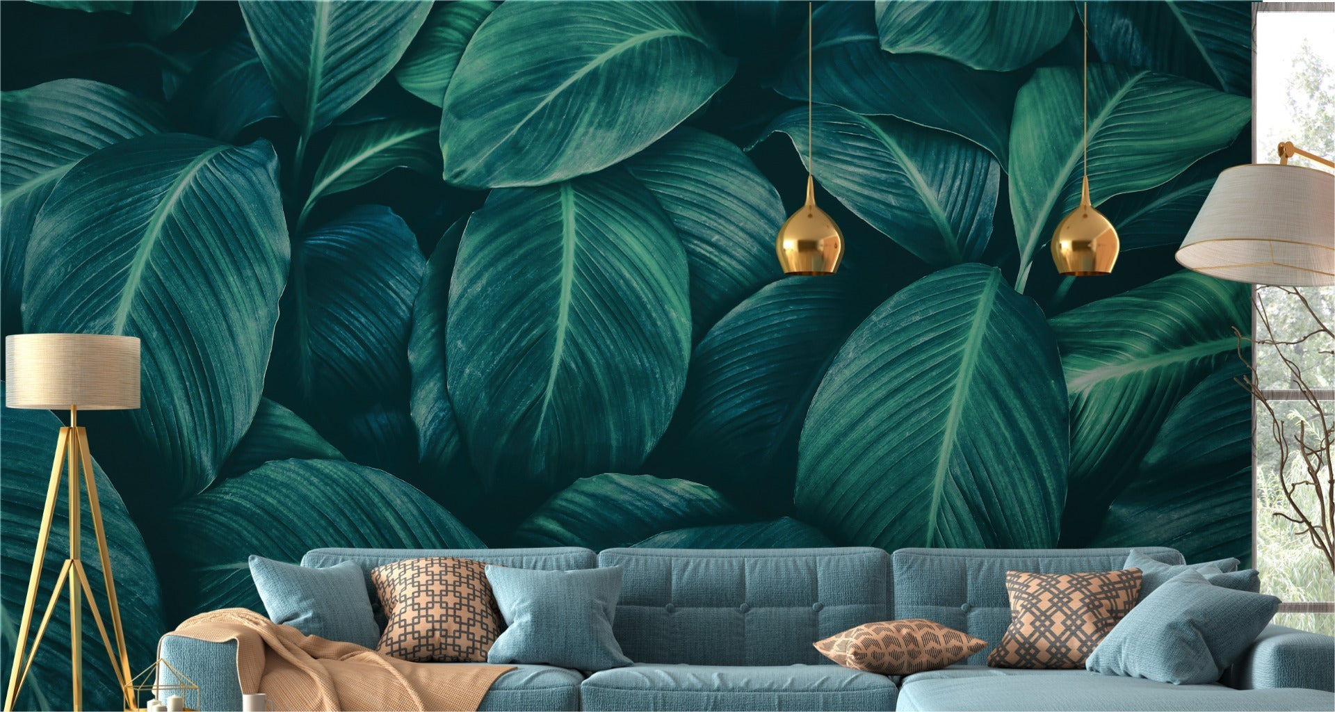 Fototapet Mørke Tropiske Blader