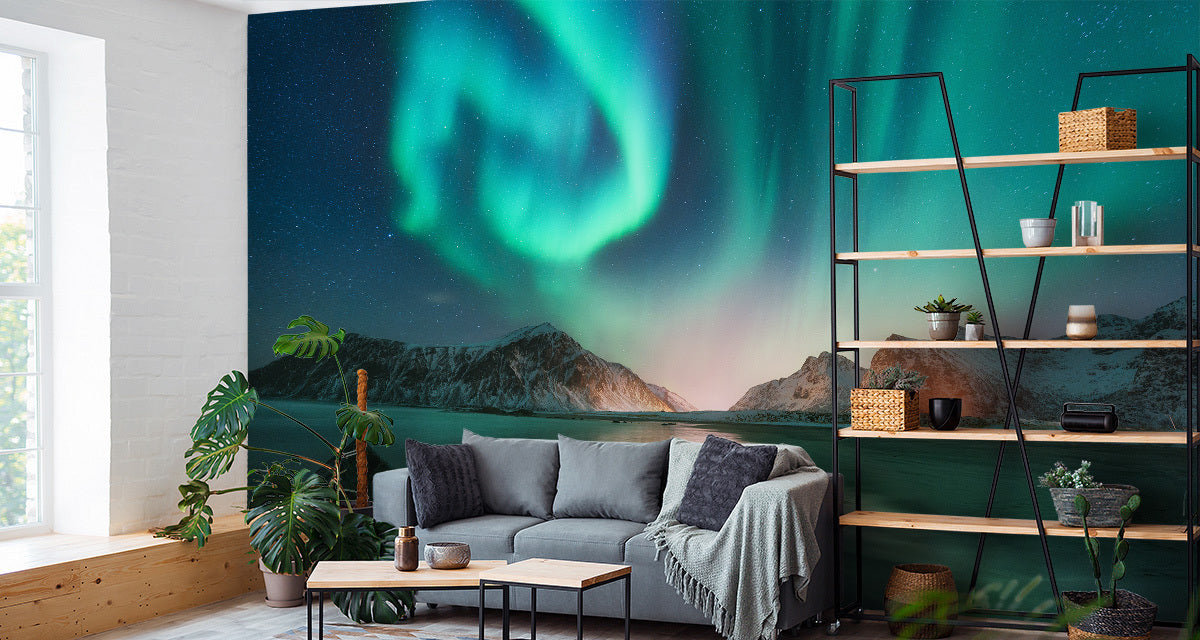 Fototapet Landskap Nordlys