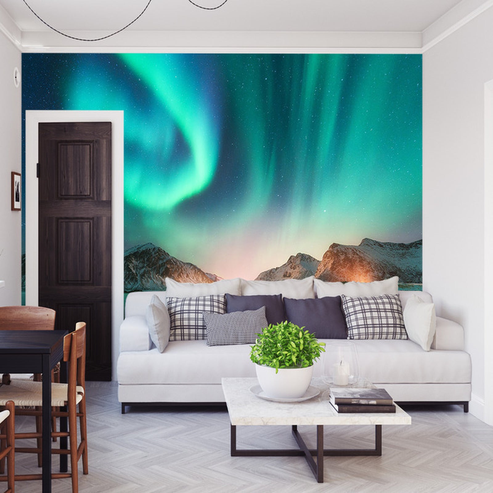 Fototapet Landskap Nordlys