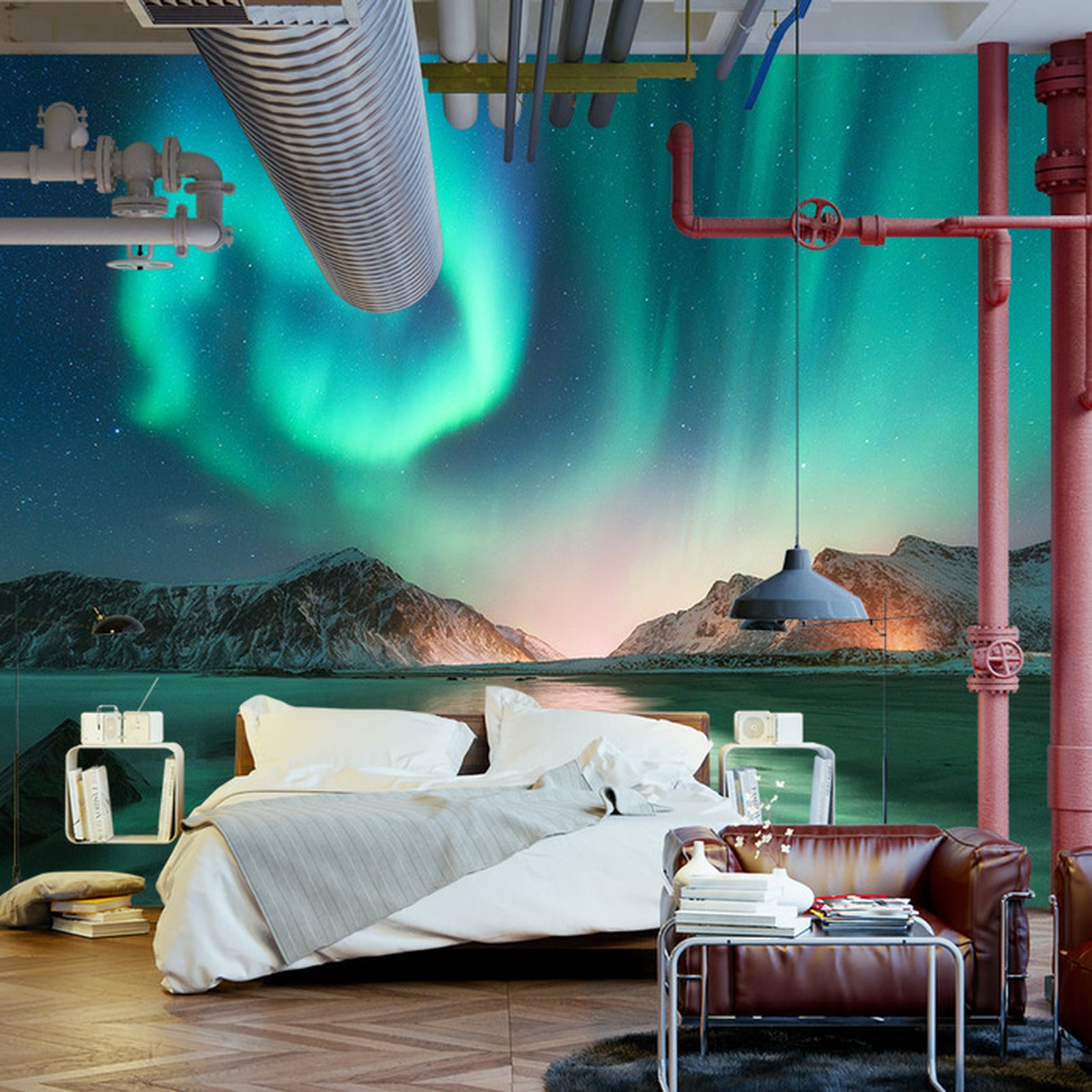 Fototapet Landskap Nordlys